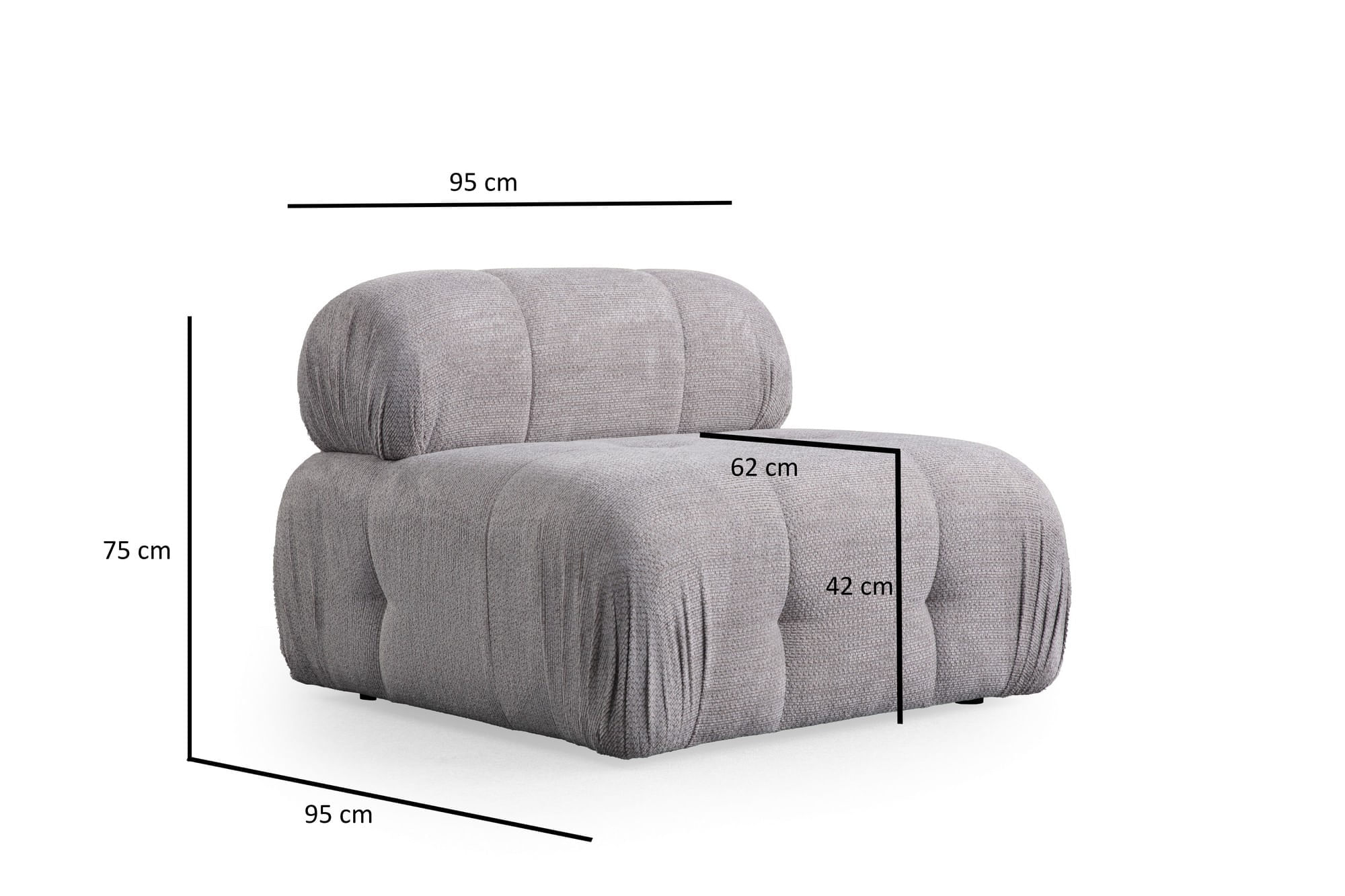 Fotoliu, Atelier Del Sofa, lemn de fag si pal, gri deschis, 95x95x75 cm — imaginea 2