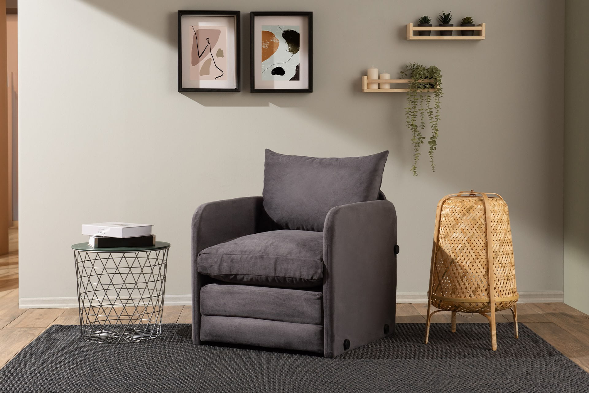 Canapea extensibila, Atelier Del Sofa, textil, gri, 68x70x66 cm — imaginea 4