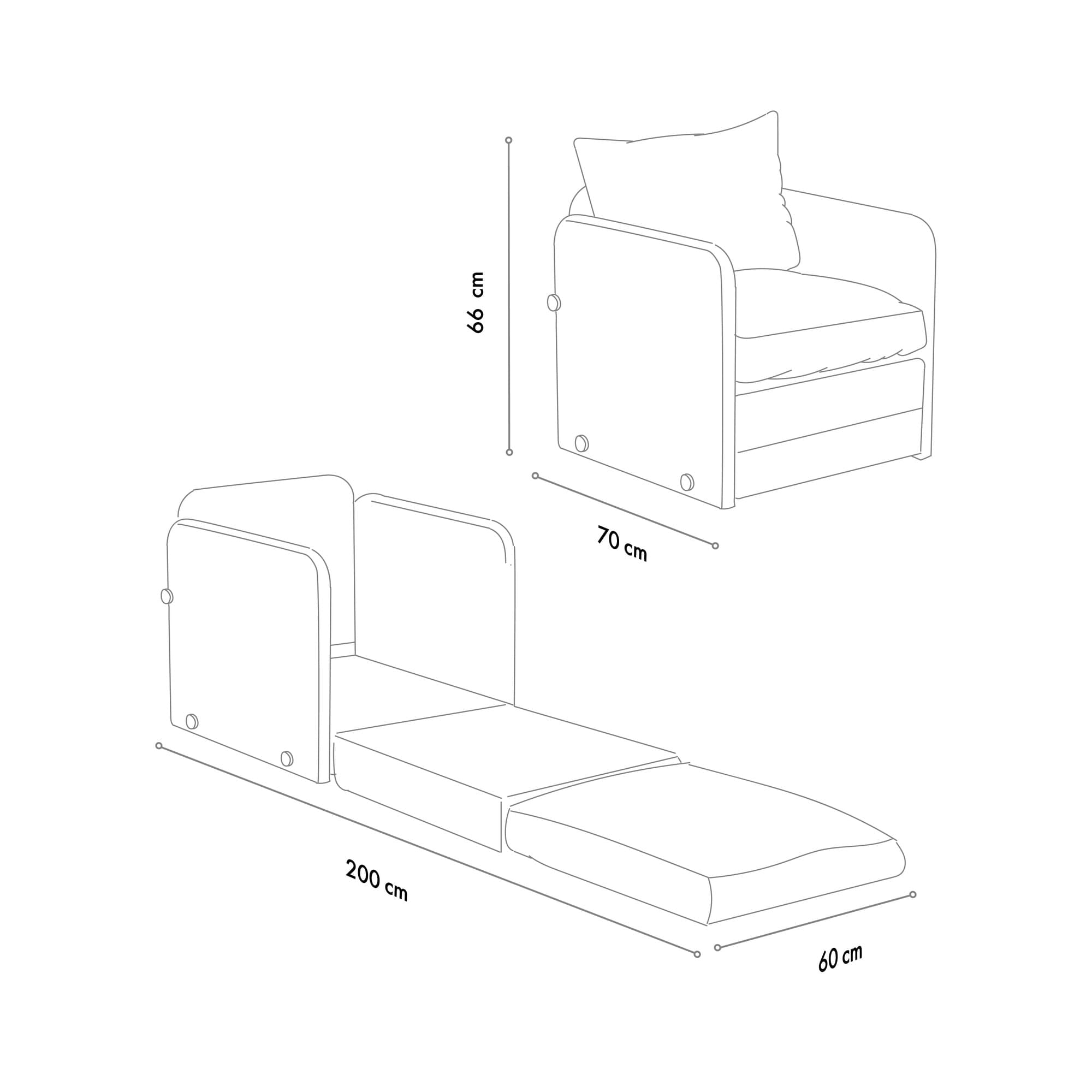 Canapea extensibila, Atelier Del Sofa, textil, gri, 68x70x66 cm — imaginea 6