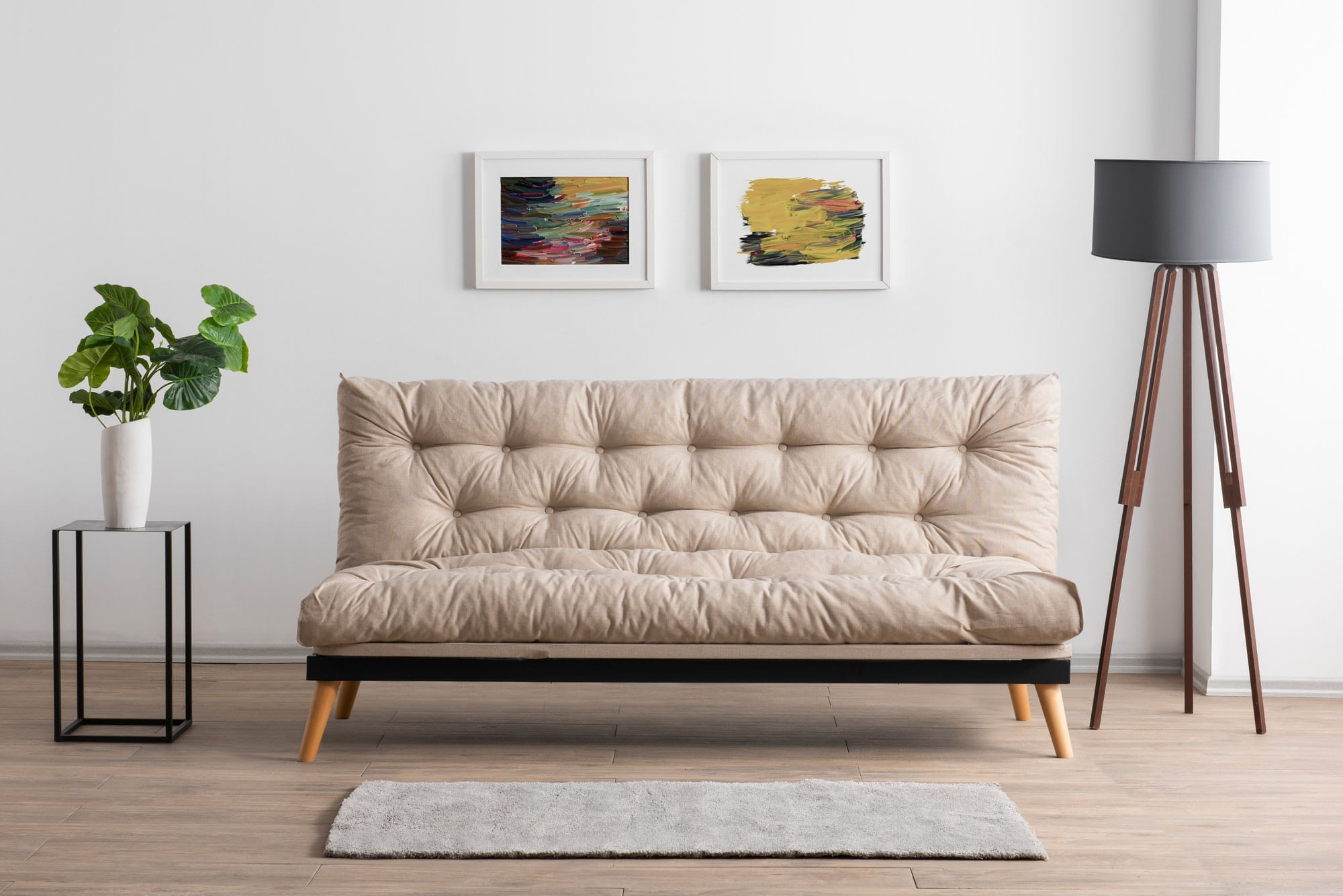 Canapea extensibila 3 locuri, Atelier Del Sofa, structura metal, stofa in, crem, 185x92x82 cm — imaginea 3