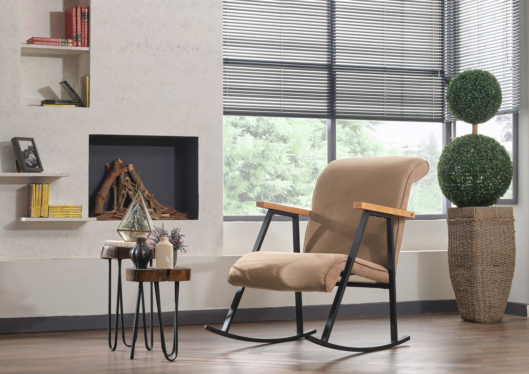 Fotoliu balansoar, Atelier Del Sofa, metal, maro deschis, 65x55x44 cm — imaginea 2