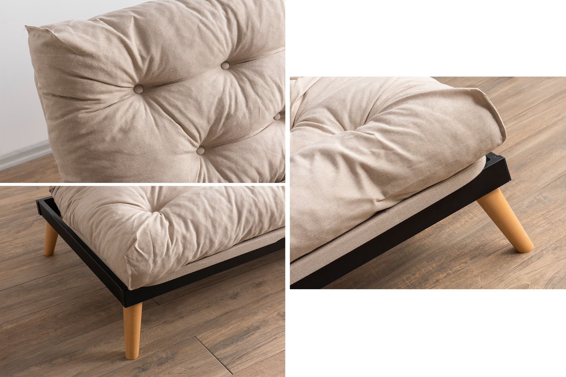 Canapea extensibila 3 locuri, Atelier Del Sofa, structura metal, stofa in, crem, 185x92x82 cm — imaginea 8