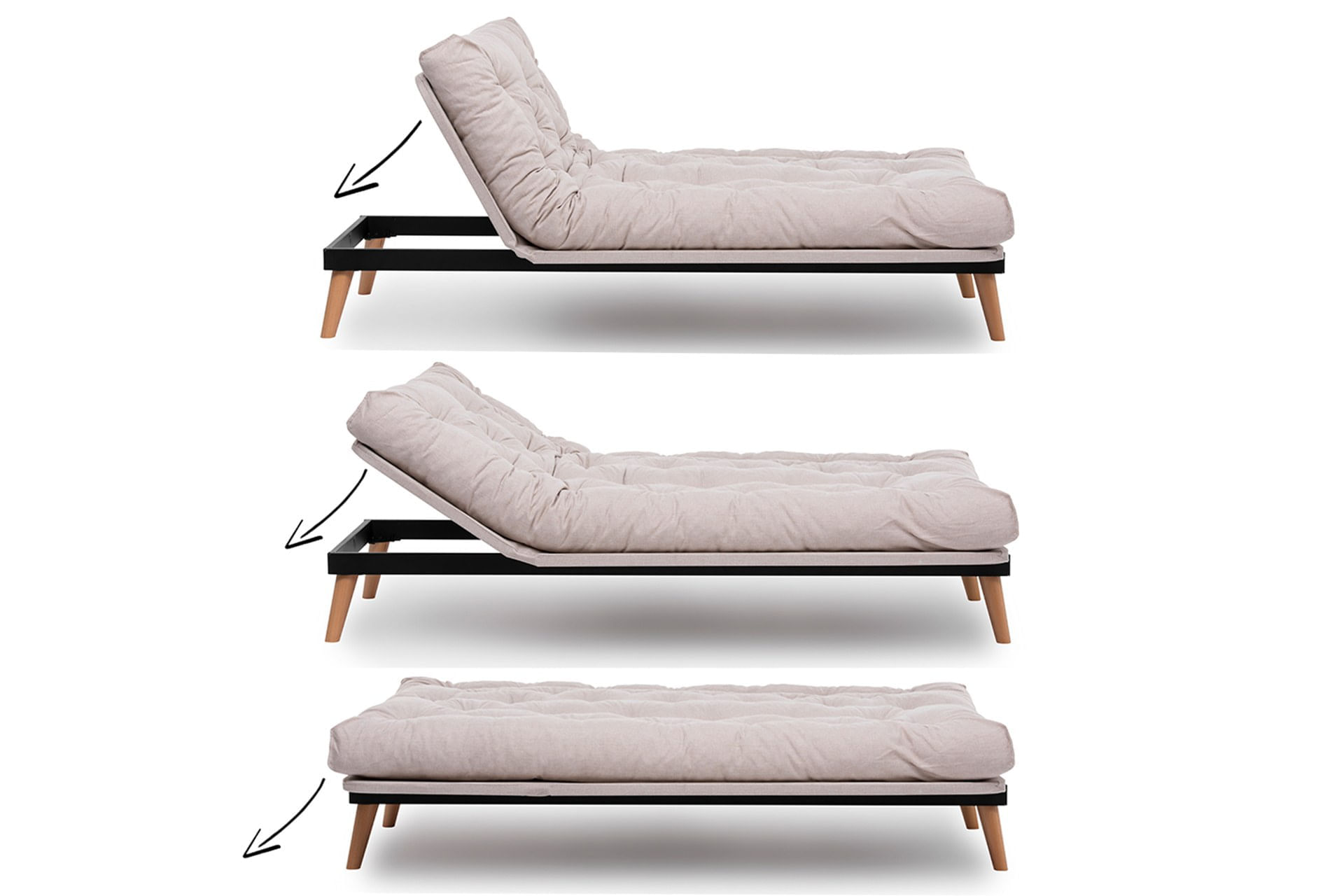 Canapea extensibila 3 locuri, Atelier Del Sofa, structura metal, stofa in, crem, 185x92x82 cm — imaginea 14