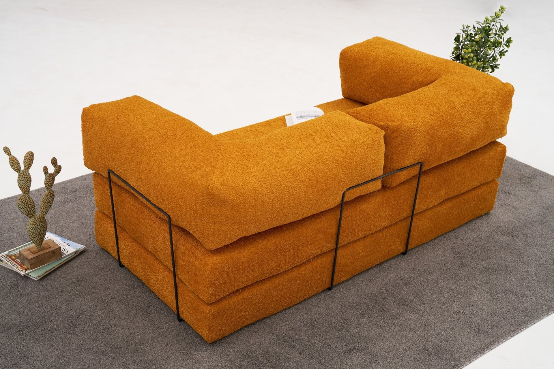 Canapea 3 locuri, Atelier Del Sofa, chenille, portocaliu, 190x95x75 cm - 3 | YEO