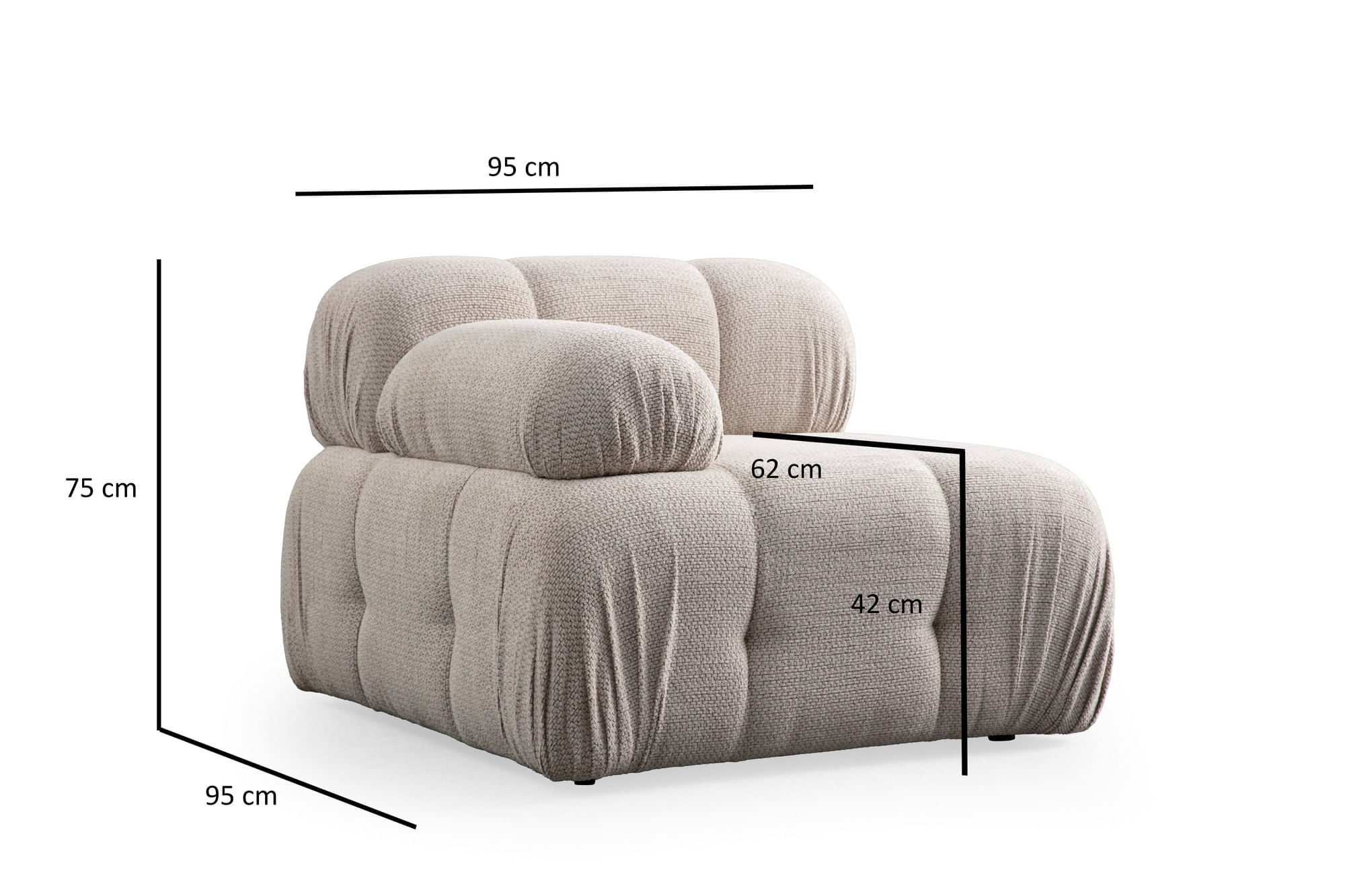 Fotoliu, Atelier Del Sofa, lemn de fag si pal, crem, 95x95x75 cm — imaginea 2