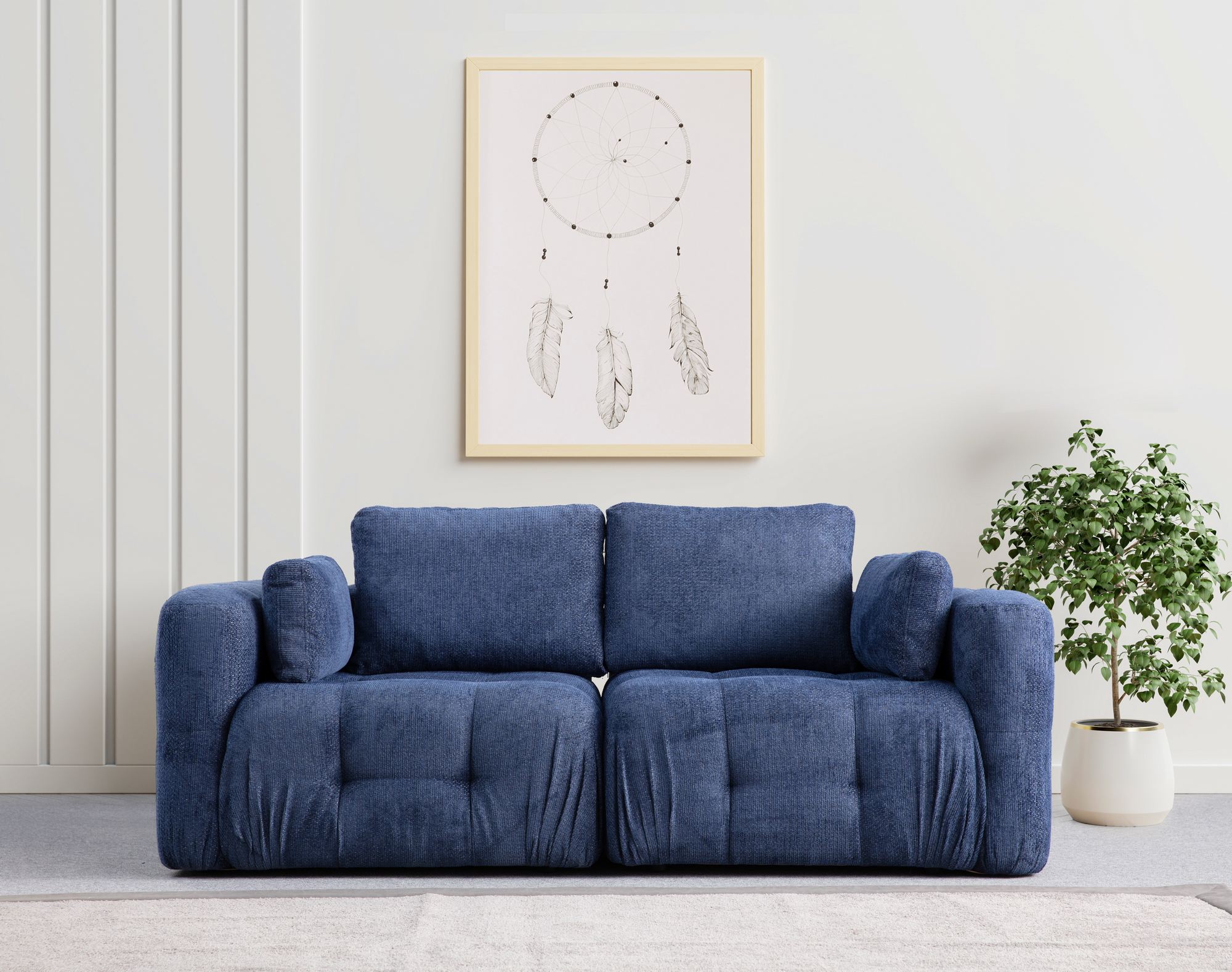 Canapea 2 locuri, Atelier Del Sofa, lemn fag, albastru marin, 300x120x65 cm — imaginea 2