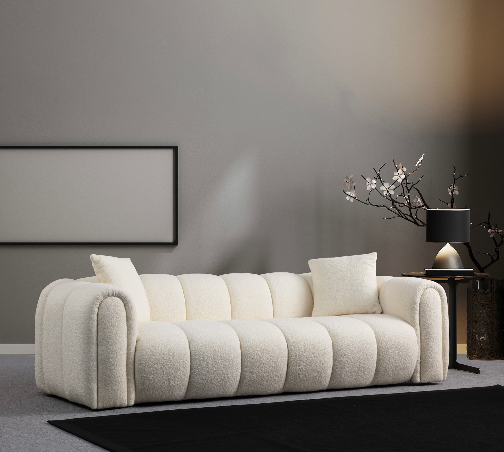 Canapea 3 locuri, Atelier Del Sofa, lemn fag si pal, alb, 240x105x75 cm, 560ARE1544 — imaginea 2