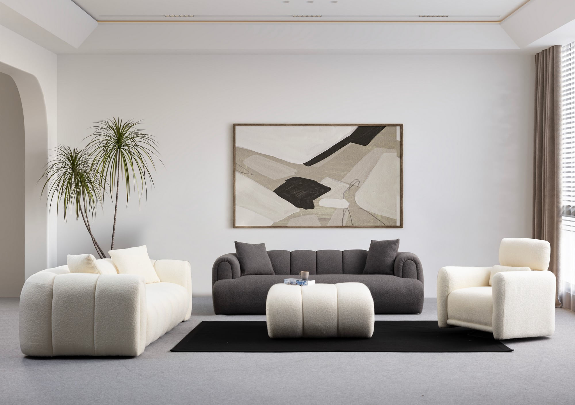 Canapea 3 locuri, Atelier Del Sofa, lemn fag si pal, alb, 240x105x75 cm, 560ARE1544 — imaginea 3