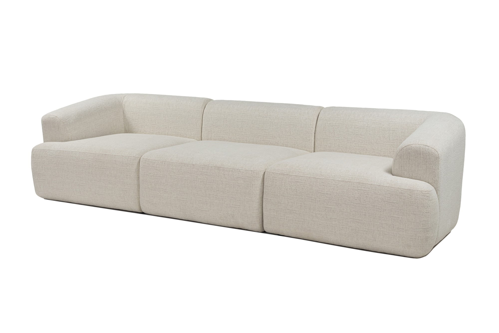 Canapea 3 locuri, Atelier Del Sofa, tesatura cu textura moale, alb, 277x103x72 cm