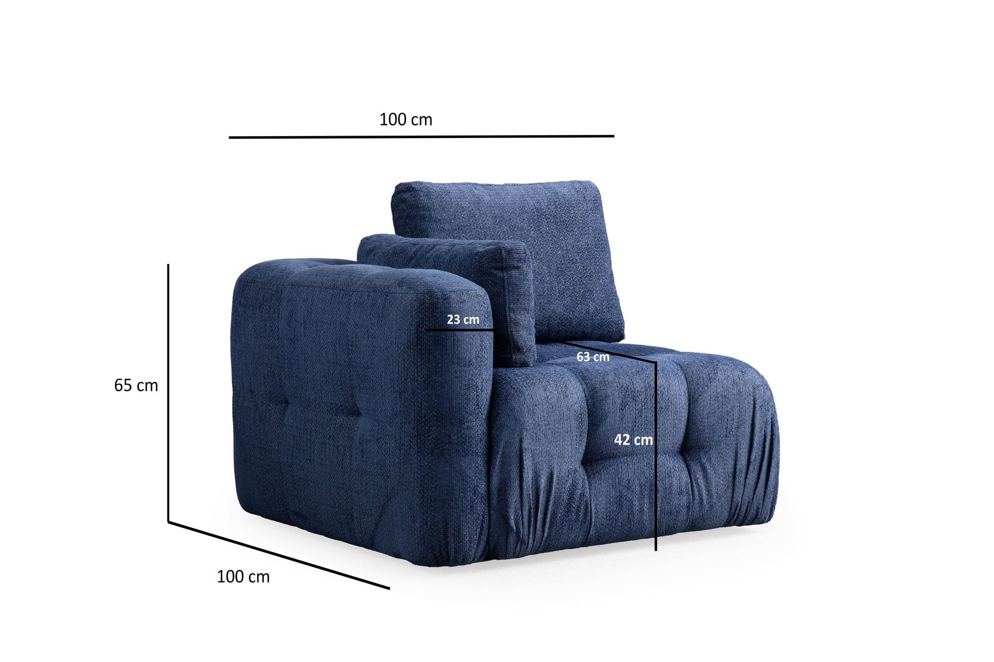 Canapea 2 locuri, Atelier Del Sofa, lemn fag, albastru marin, 300x120x65 cm — imaginea 7