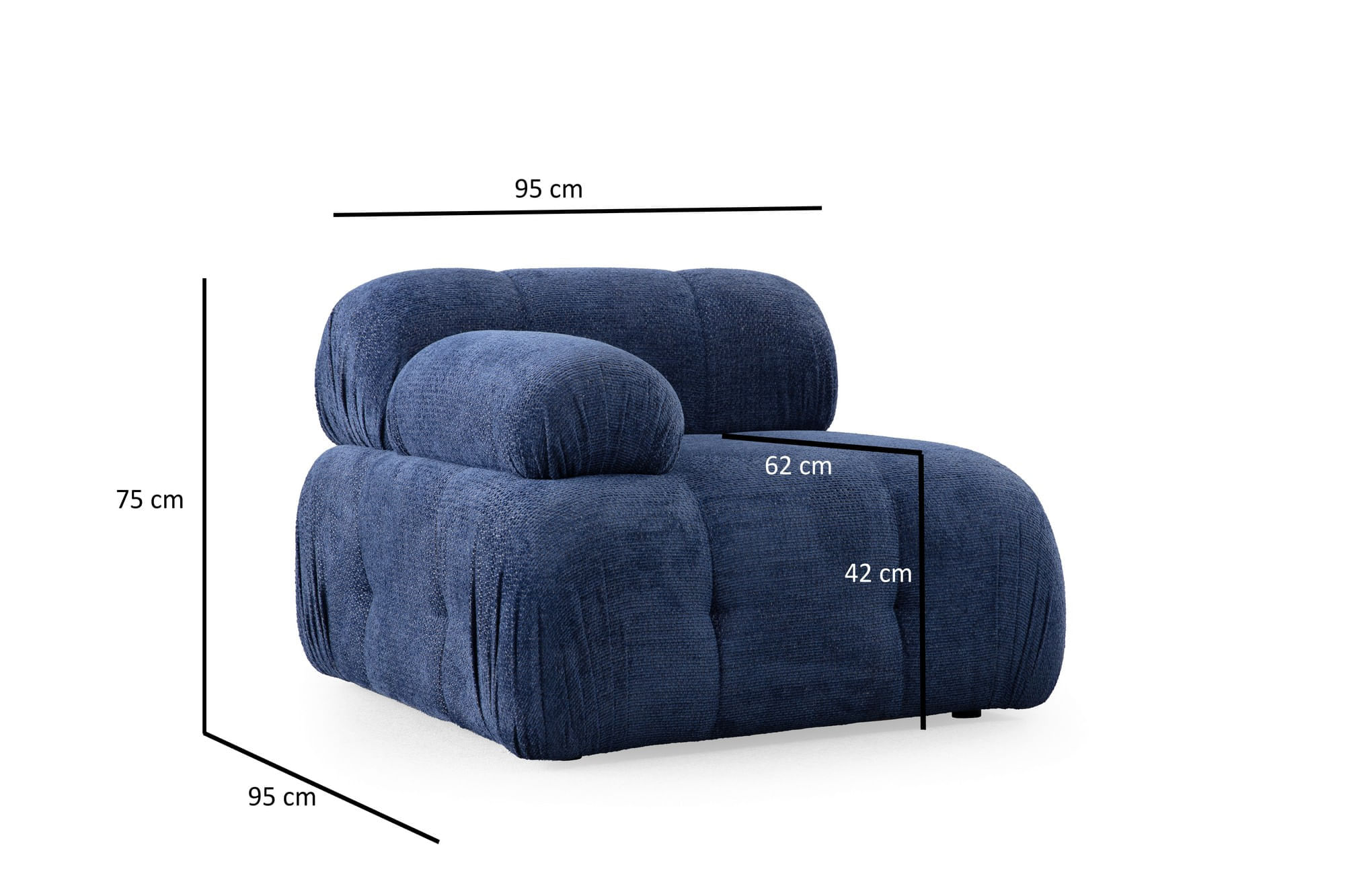 Canapea 1 loc, Atelier Del Sofa, lemn fag si pal, albastru, 95x95x75 cm — imaginea 2