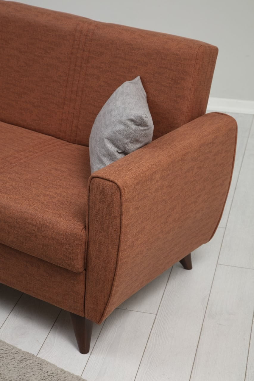 Canapea extensibila 3 locuri, Atelier Del Sofa, cadru metal lemn, rosu tigla, 207x86x77 cm — imaginea 4