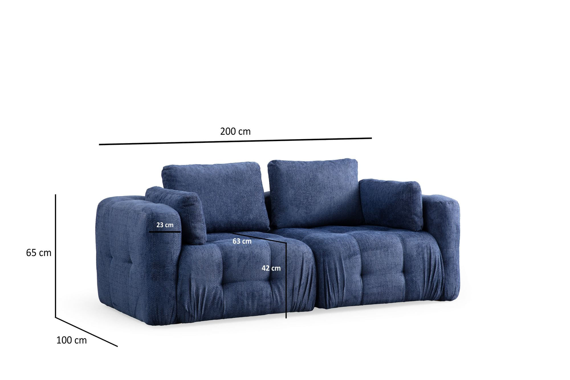 Canapea 2 locuri, Atelier Del Sofa, lemn fag, albastru marin, 300x120x65 cm — imaginea 9