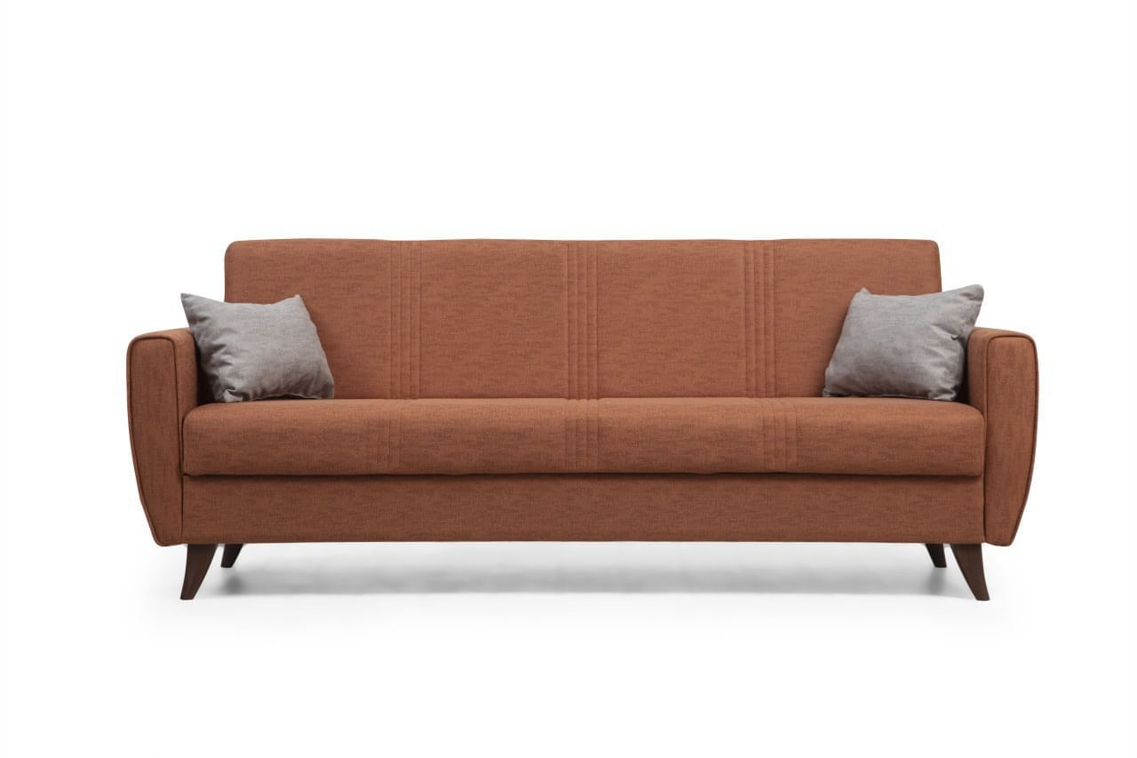 Canapea extensibila 3 locuri, Atelier Del Sofa, cadru metal lemn, rosu tigla, 207x86x77 cm — imaginea 5