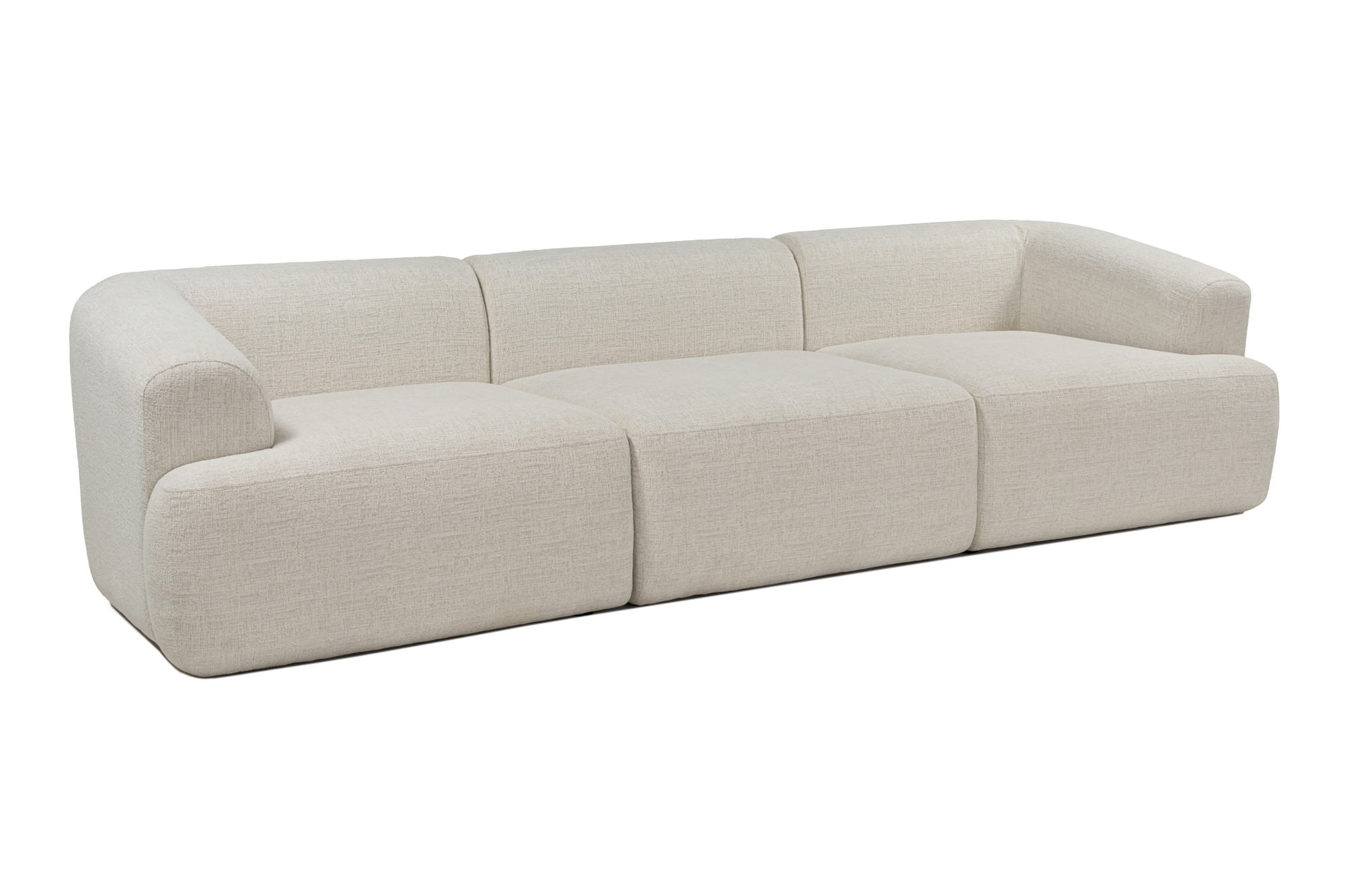Canapea 3 locuri, Atelier Del Sofa, tesatura cu textura moale, alb, 277x103x72 cm — imaginea 5