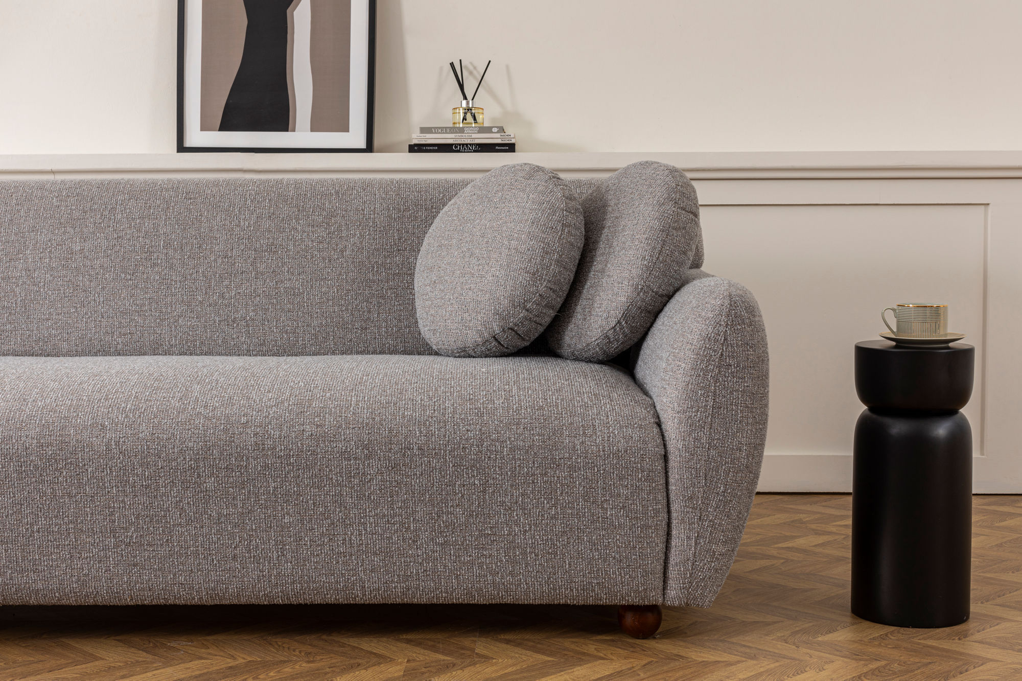 Canapea 3 locuri, Atelier Del Sofa, lemn fag si pal, gri deschis, 223x83x86 cm — imaginea 4