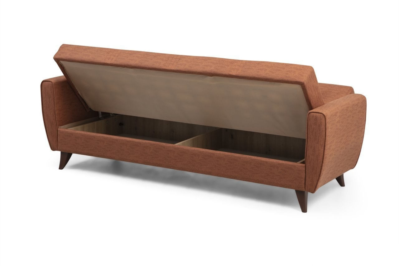 Canapea extensibila 3 locuri, Atelier Del Sofa, cadru metal lemn, rosu tigla, 207x86x77 cm — imaginea 6