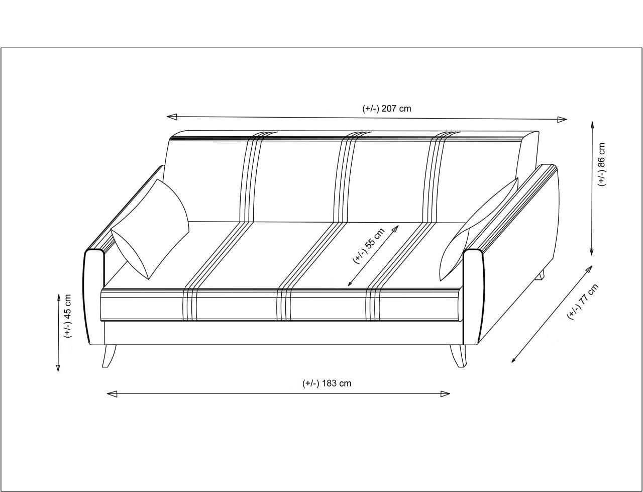 Canapea extensibila 3 locuri, Atelier Del Sofa, cadru metal lemn, rosu tigla, 207x86x77 cm — imaginea 8