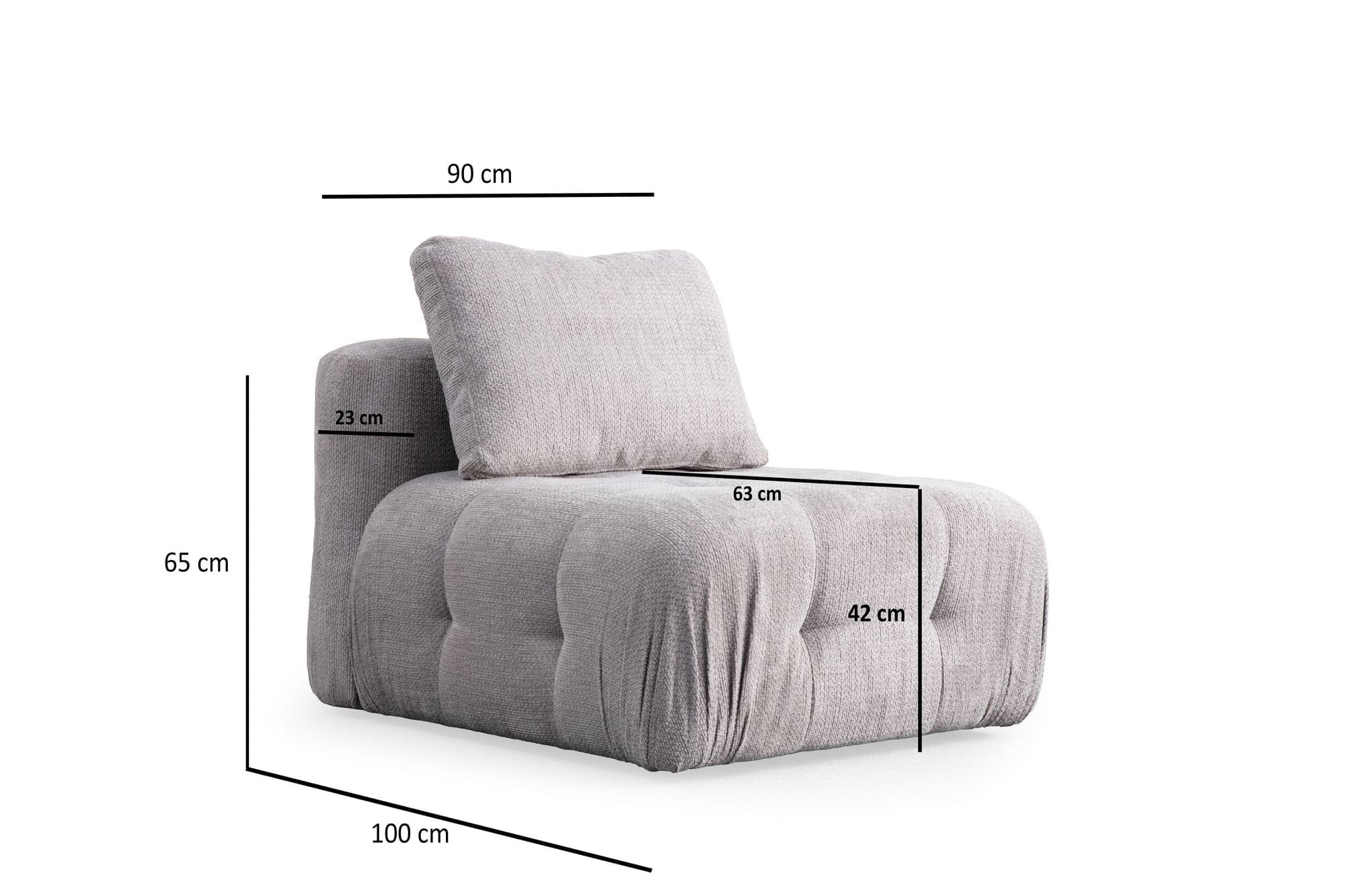 Canapea 1 loc, Atelier Del Sofa, lemn fag si pal, gri deschis, 90x100x65 cm — imaginea 2