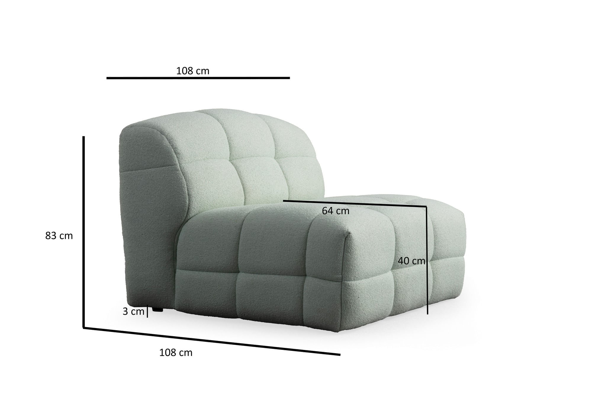 Canapea 1 loc, Atelier Del Sofa, lemn de fag si pal, verde pal, 108x108x83 cm — imaginea 3