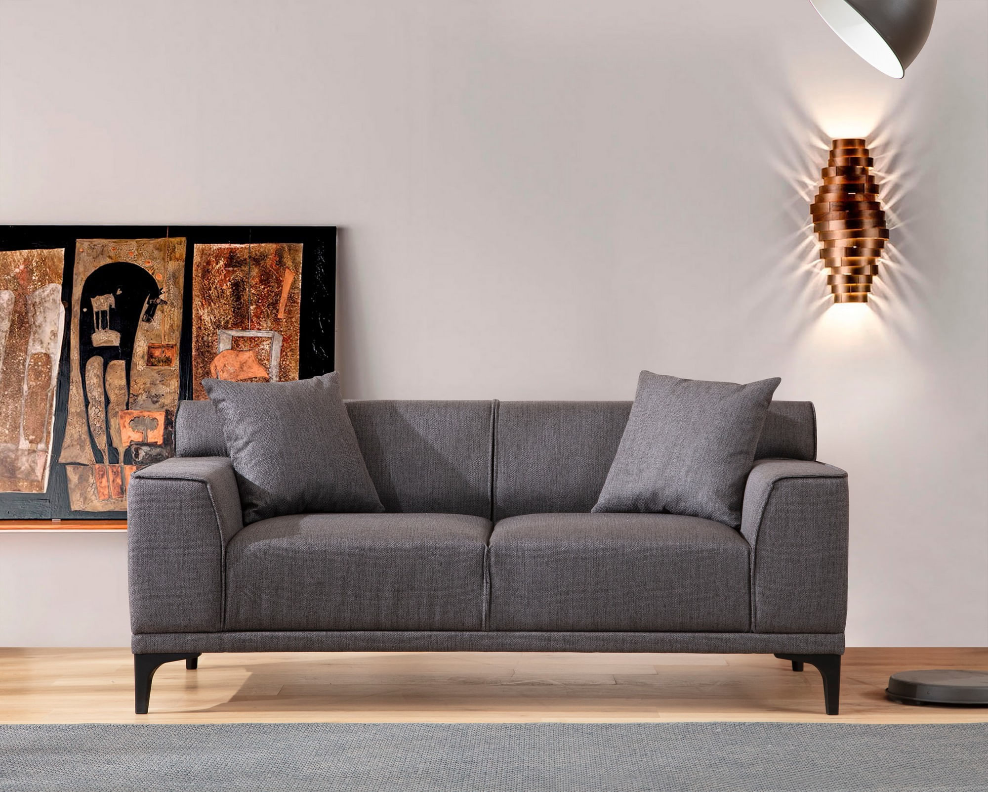 Canapea 2 locuri, Atelier Del Sofa, lemn fag si pal, antracit, 165x87x86 cm — imaginea 2