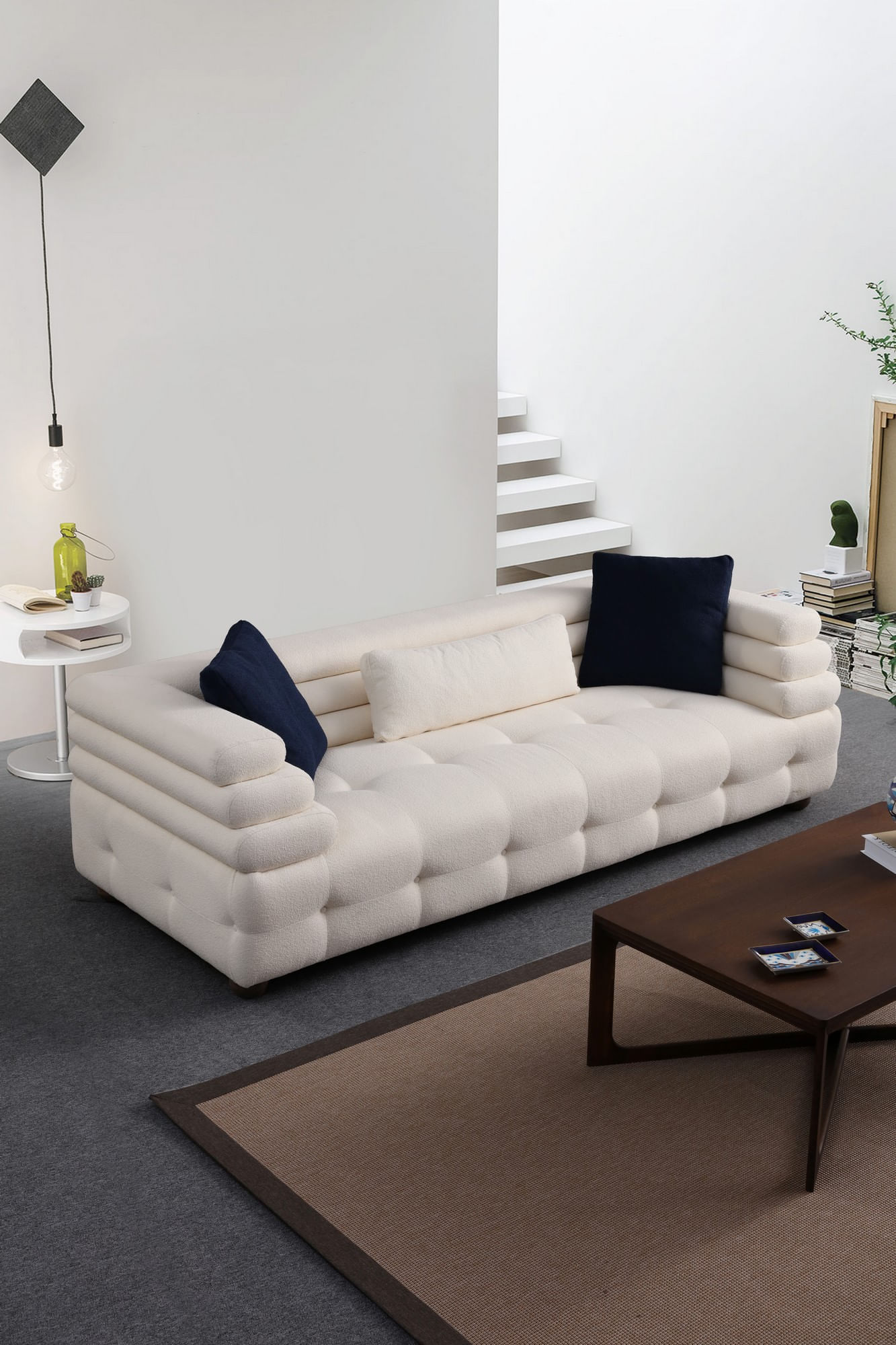 Canapea 3 locuri, Atelier Del Sofa, lemn fag si pal, alb, 255x102x75 cm — imaginea 2