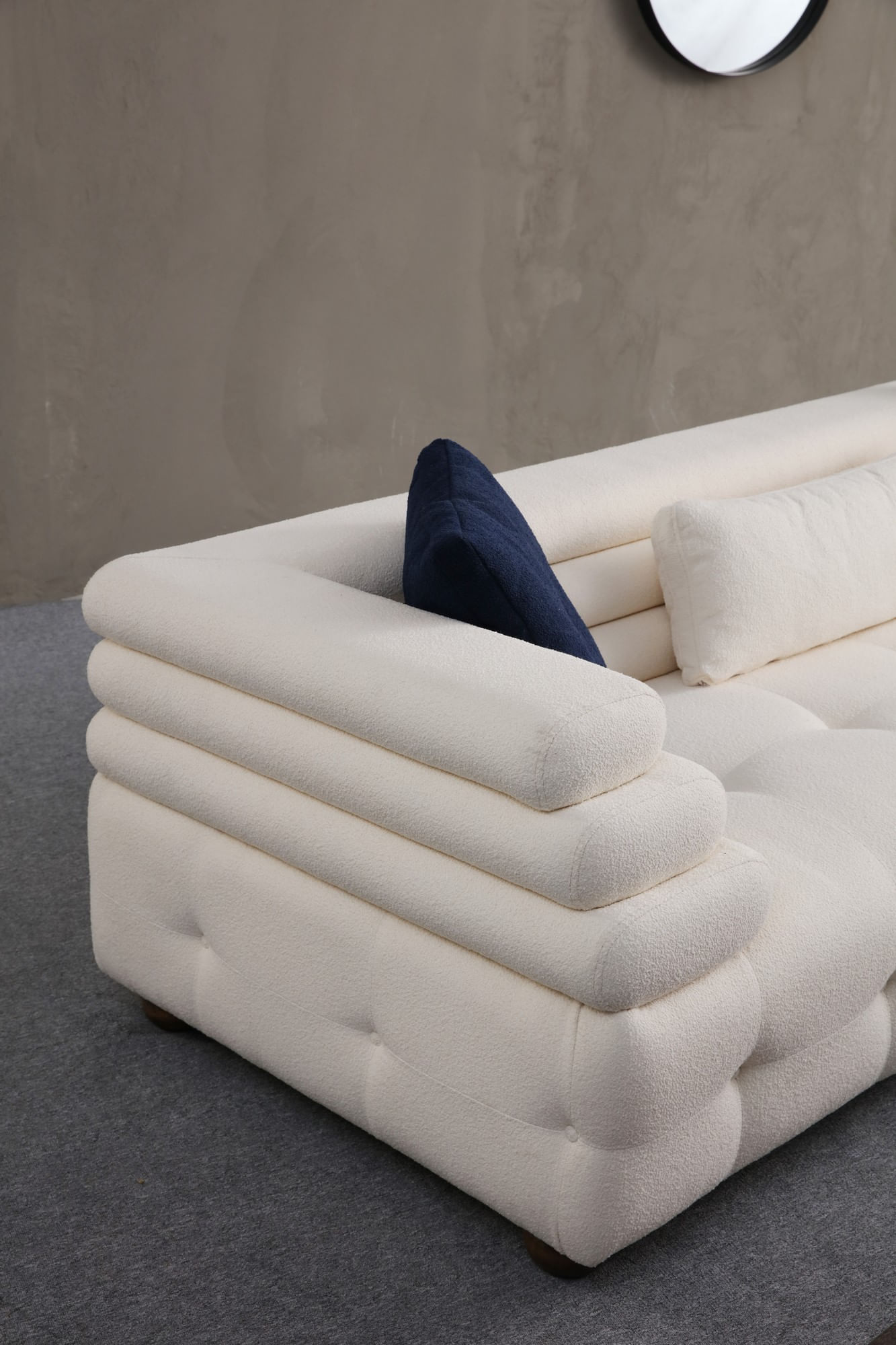Canapea 3 locuri, Atelier Del Sofa, lemn fag si pal, alb, 255x102x75 cm — imaginea 4