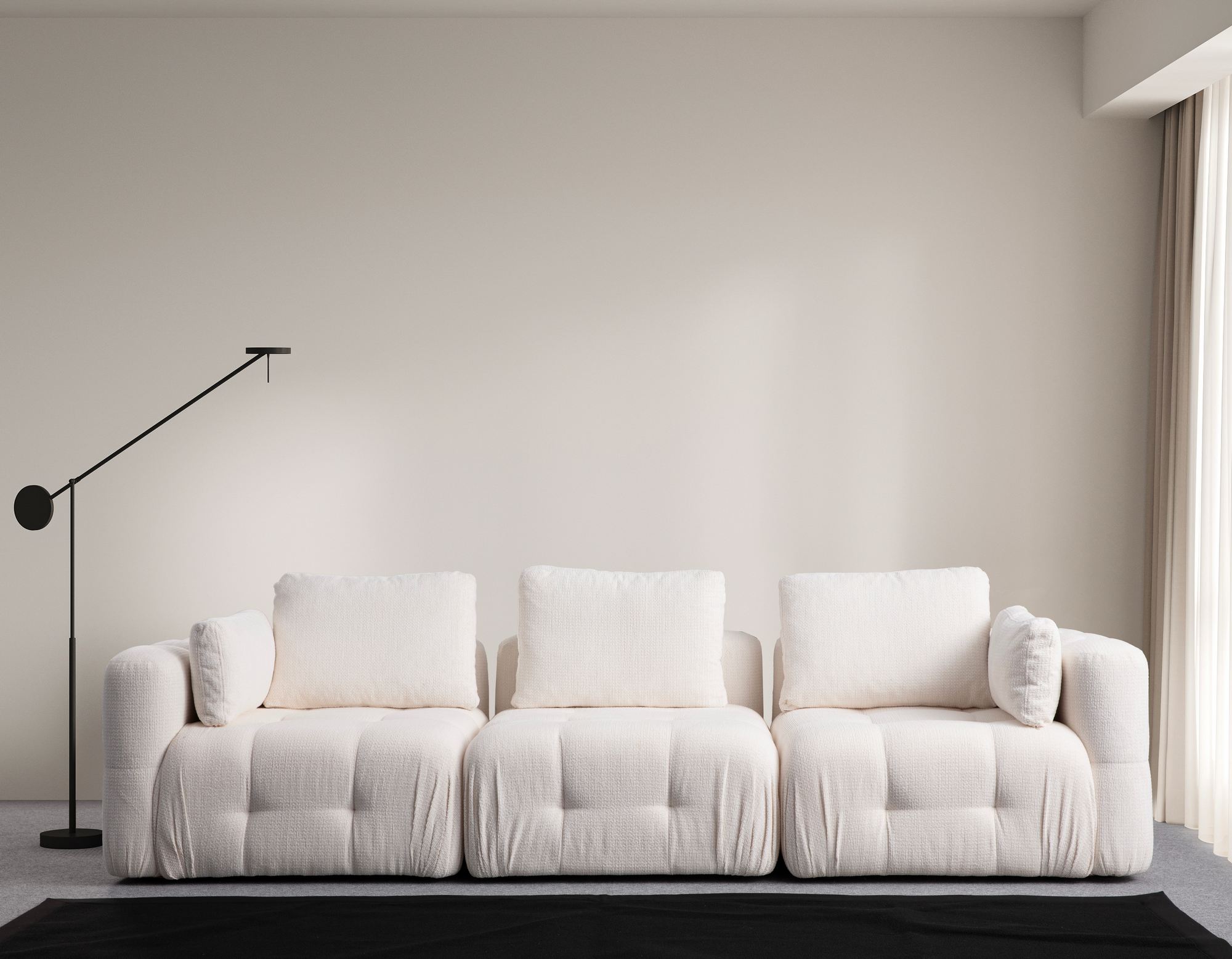 Canapea 3 locuri, Atelier Del Sofa, lemn fag si pal, alb, 290x100x65 cm — imaginea 2