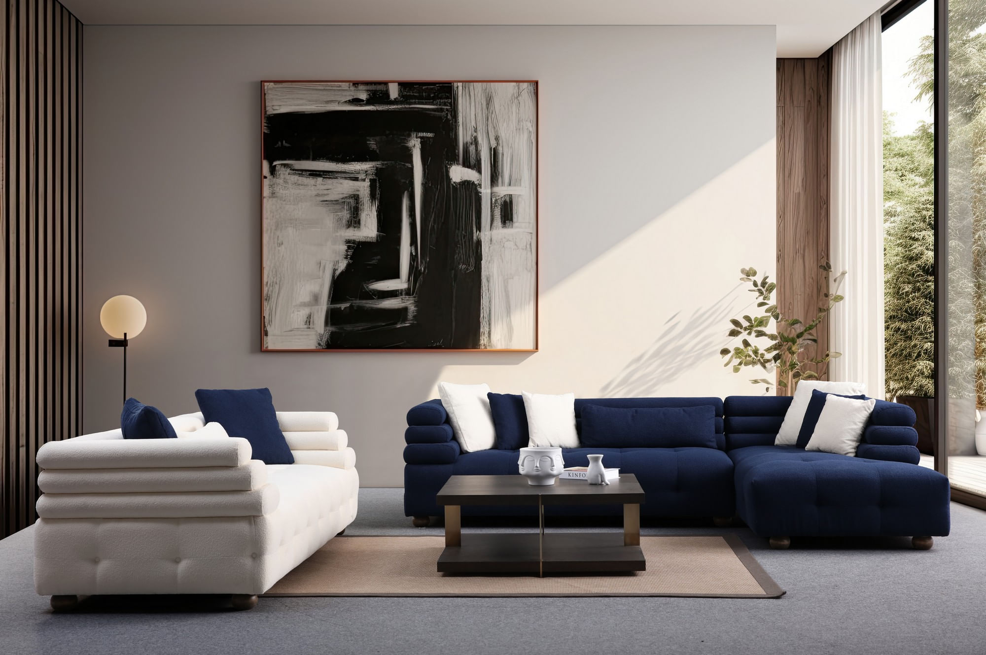 Canapea 3 locuri, Atelier Del Sofa, lemn fag si pal, alb, 255x102x75 cm — imaginea 6