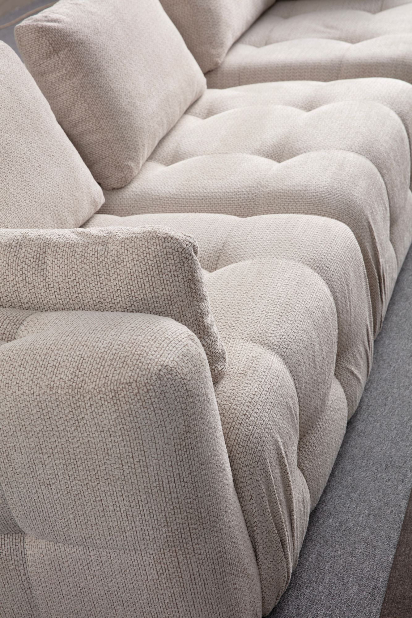 Canapea 3 locuri, Atelier Del Sofa, lemn fag si pal, bej, 290x100x65 cm — imaginea 3