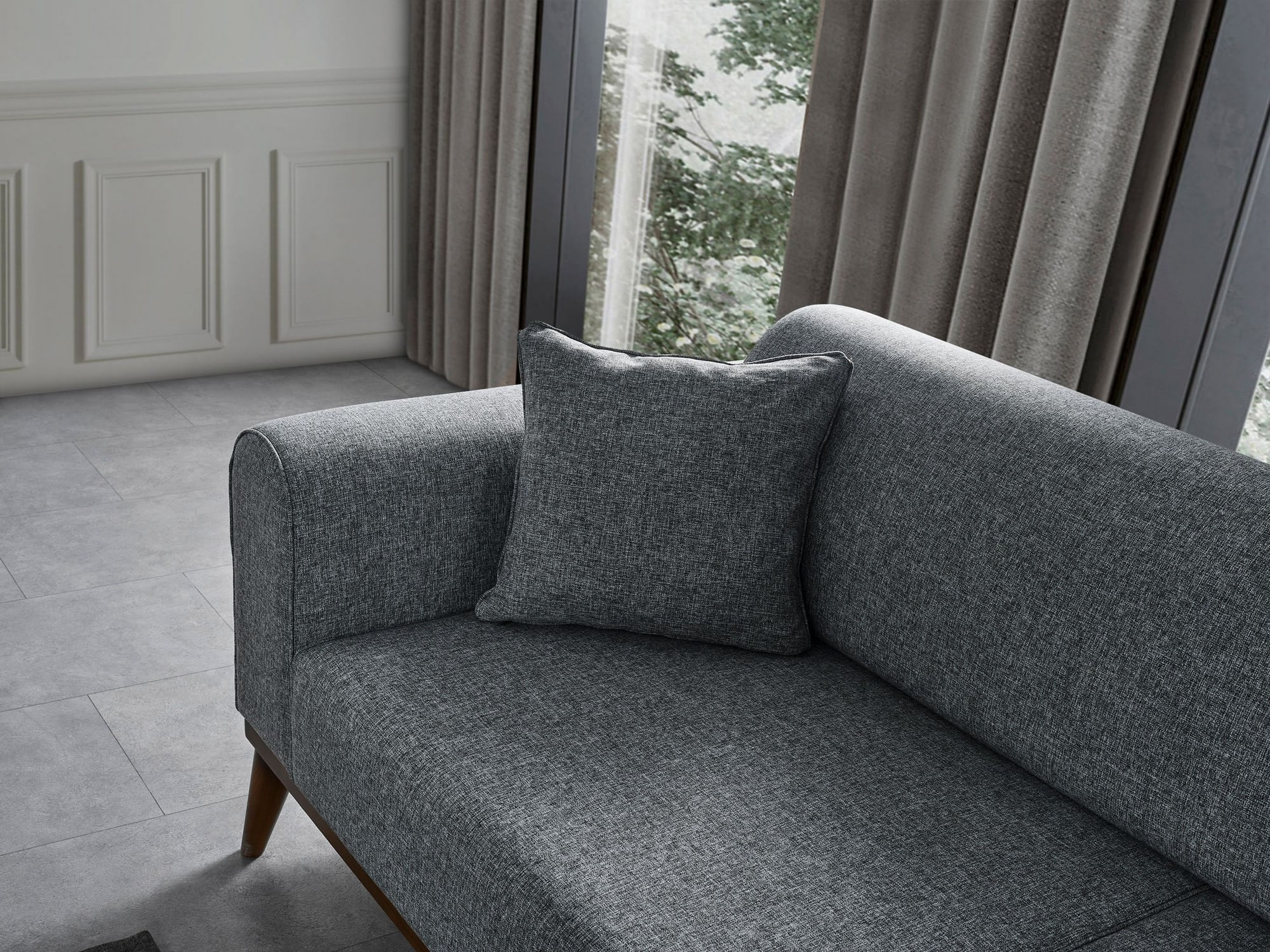 Canapea extensibila 3 locuri, Atelier Del Sofa, lemn fag, gri deschis, 222x90x80 cm — imaginea 6