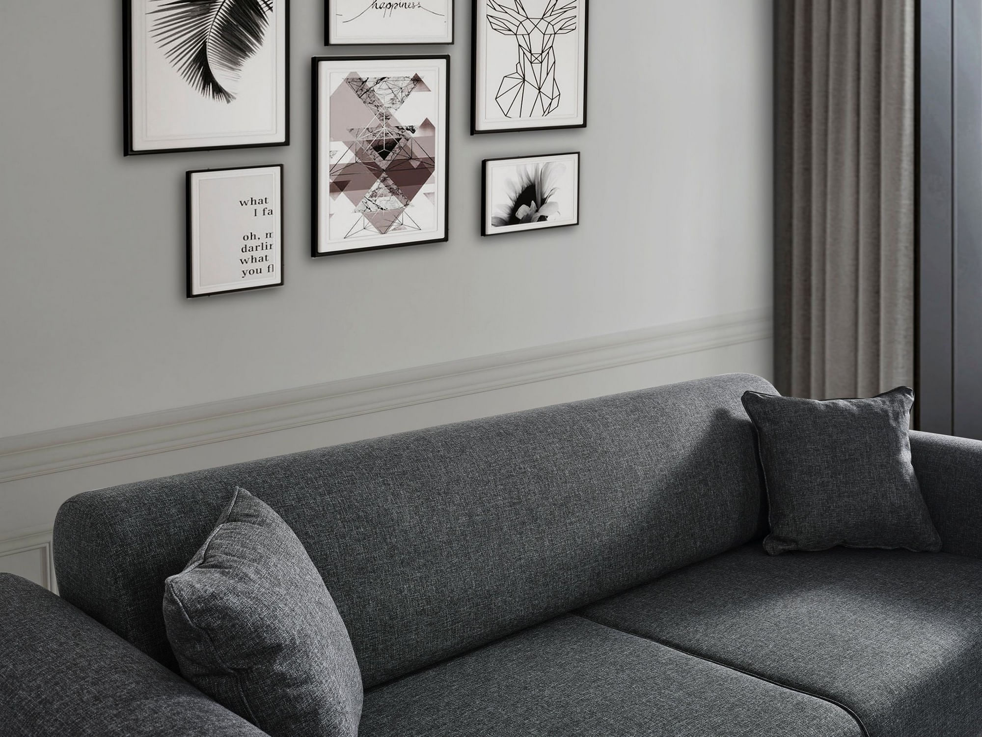 Canapea extensibila 3 locuri, Atelier Del Sofa, lemn fag, gri deschis, 222x90x80 cm — imaginea 7