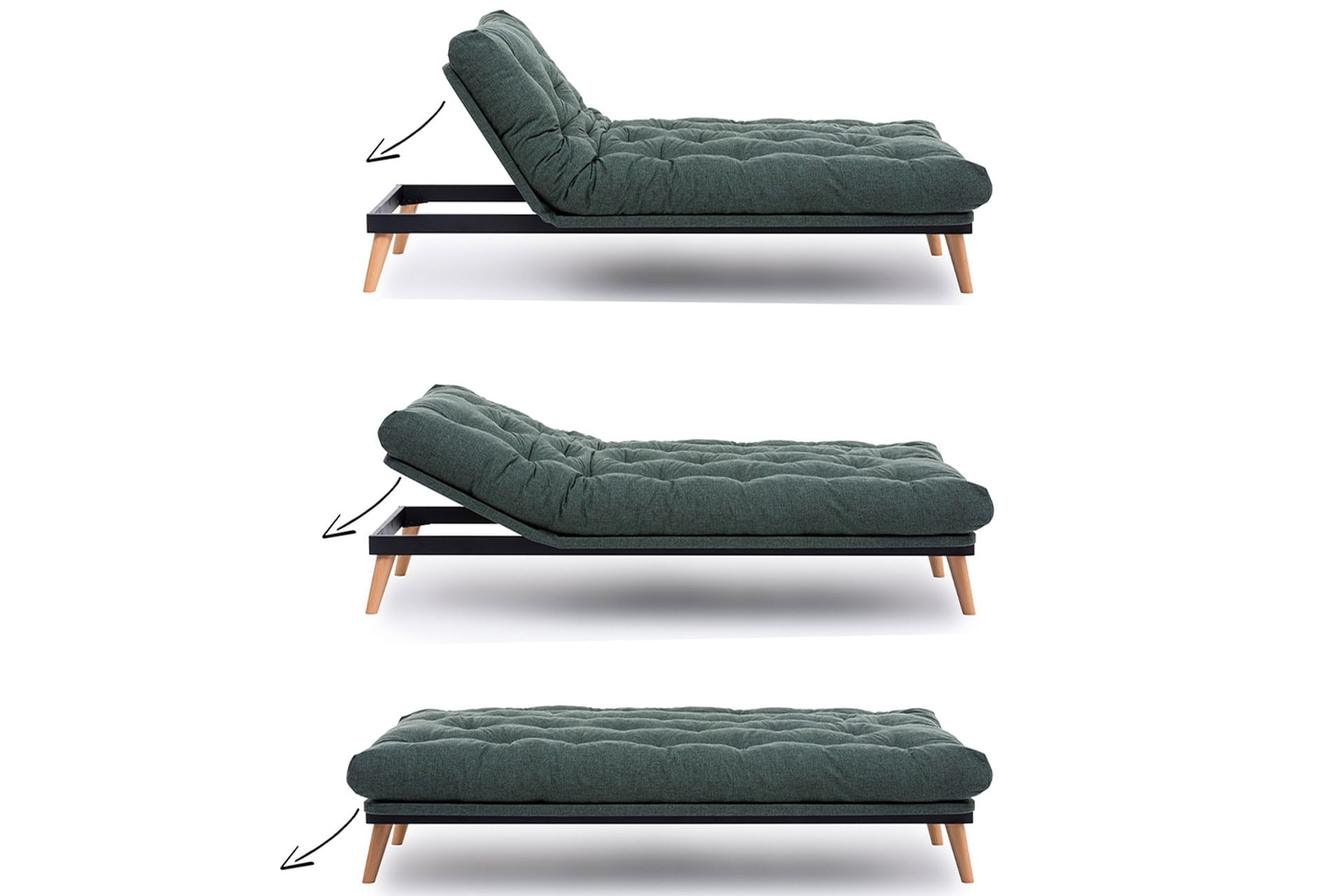 Canapea extensibila 3 locuri, Atelier Del Sofa, structura metal, stofa in, verde, 185x92x82 cm — imaginea 15
