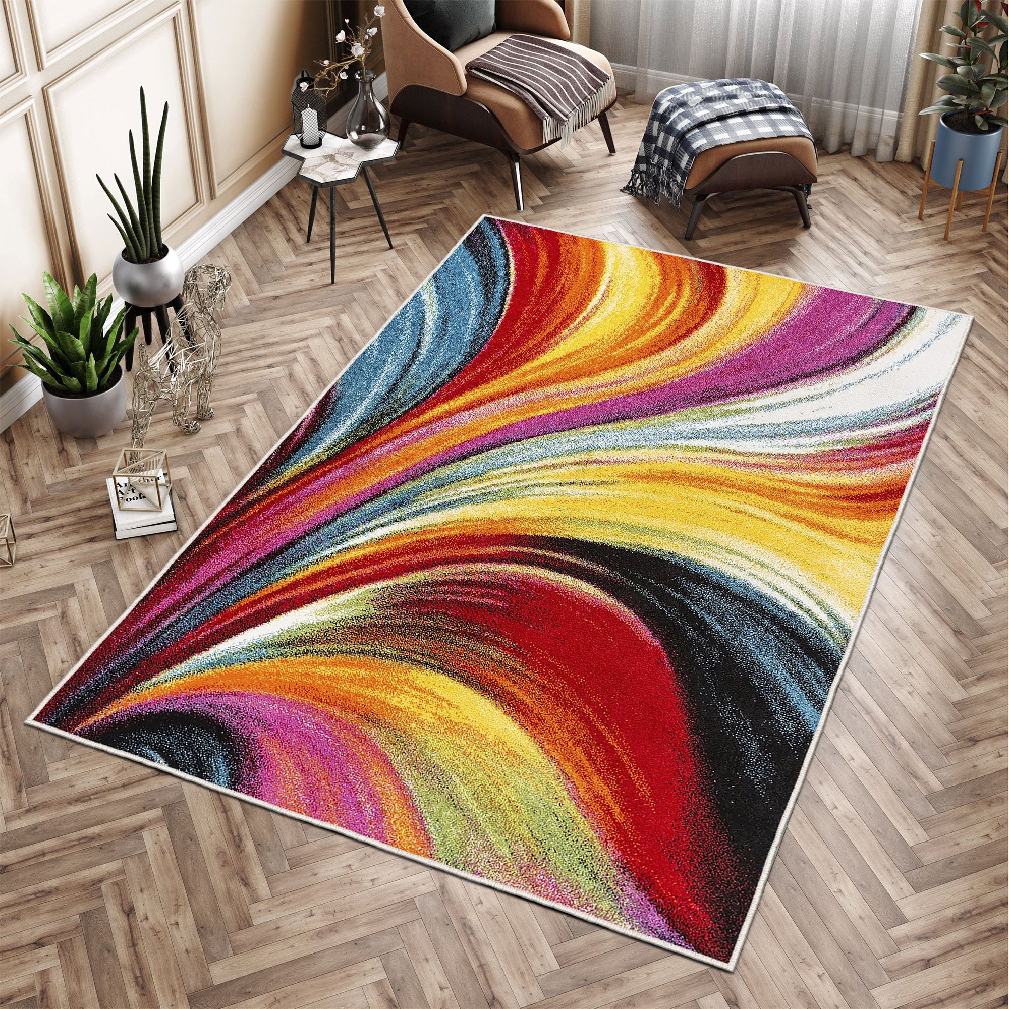 Covor, Conceptum Hypnose, multicolor, 160x230 cm, bumbac si poliester, antiderapant, 625HFT3310