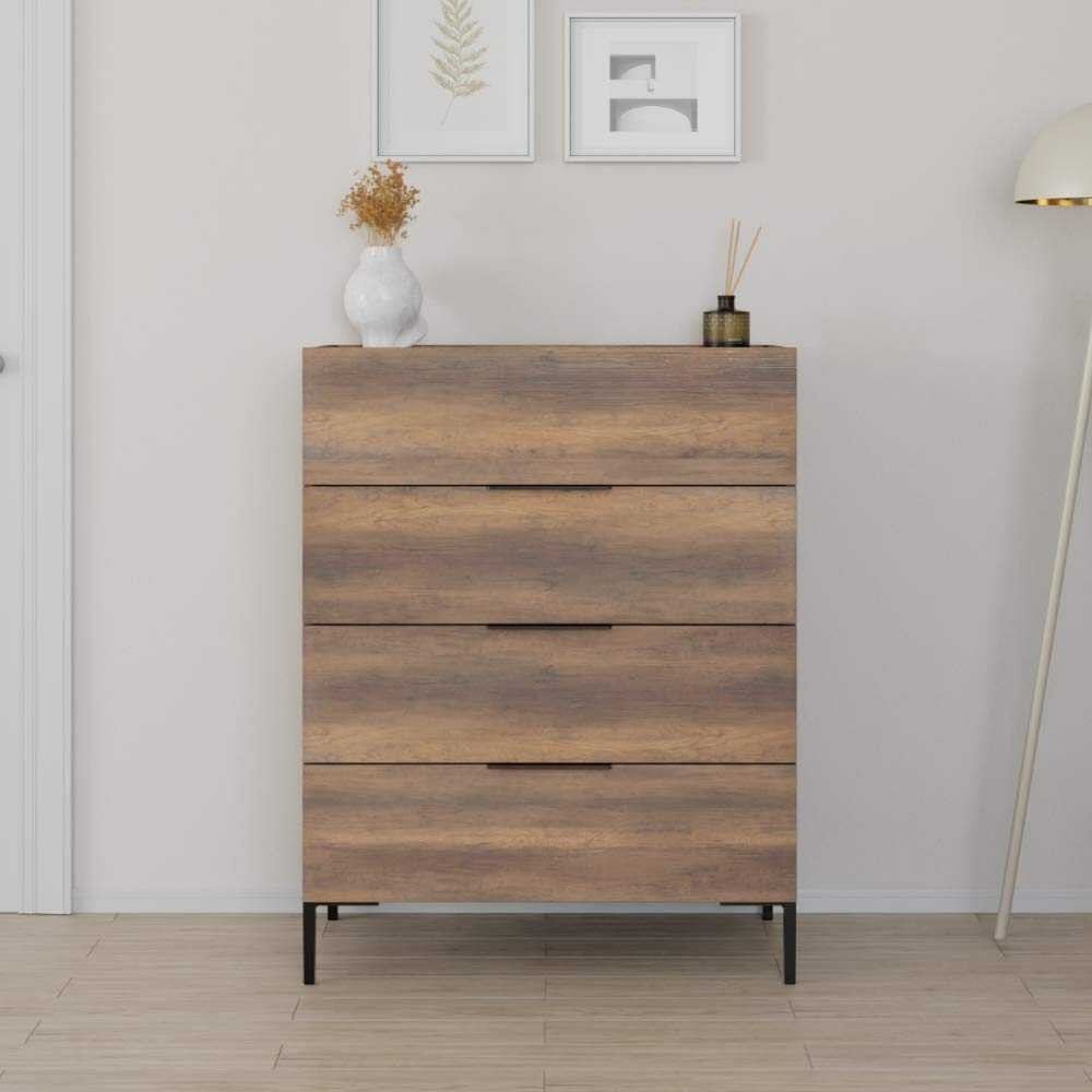 Comoda, Hanah Home, pal melaminat, nuc, 80x44x104 cm — imaginea 2