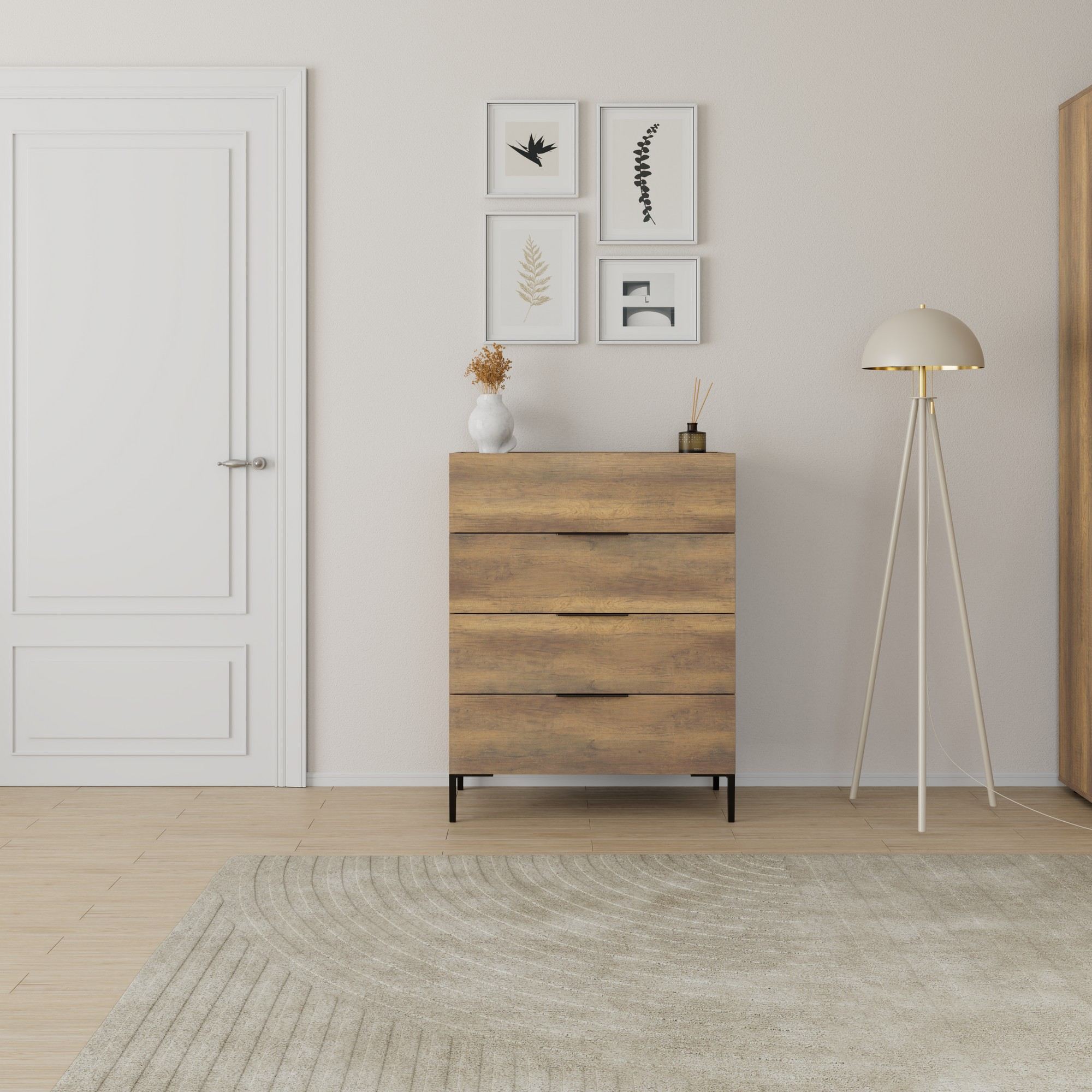 Comoda, Hanah Home, pal melaminat, nuc, 80x44x104 cm — imaginea 3