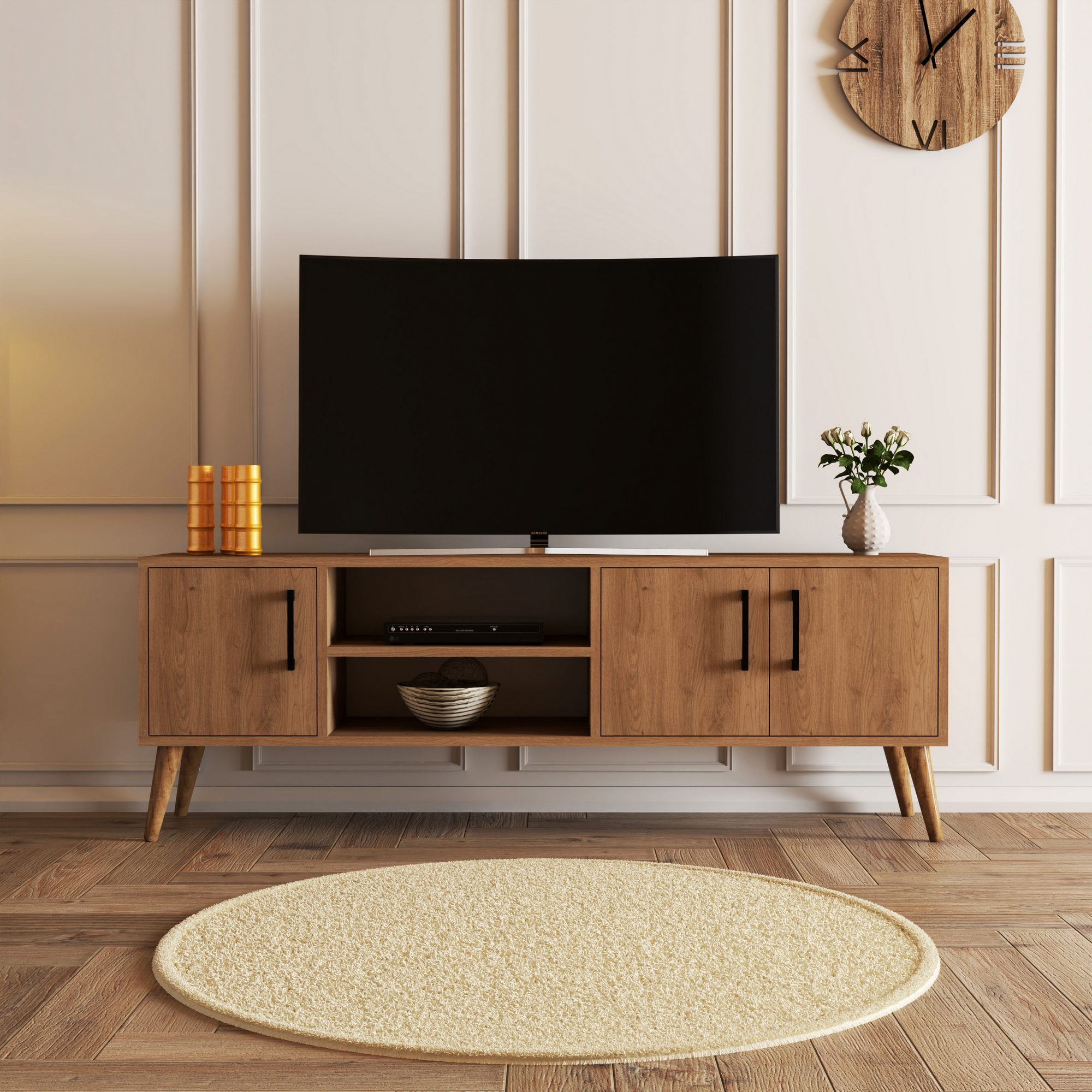 Comoda tv, Hanah Home, pal melaminat, stejar, 150x52x34 cm, 389MZA1170 — imaginea 2