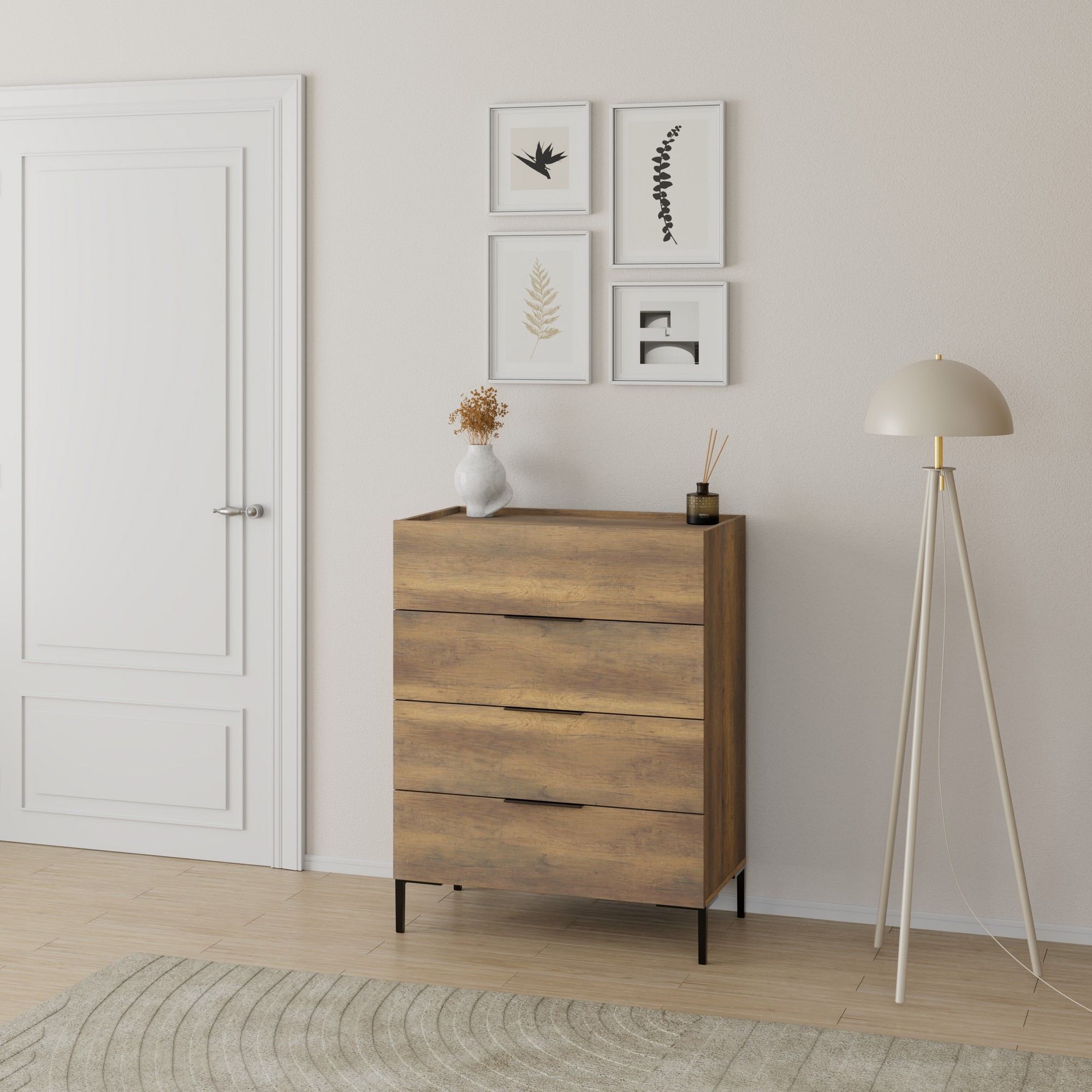 Comoda, Hanah Home, pal melaminat, nuc, 80x44x104 cm — imaginea 4