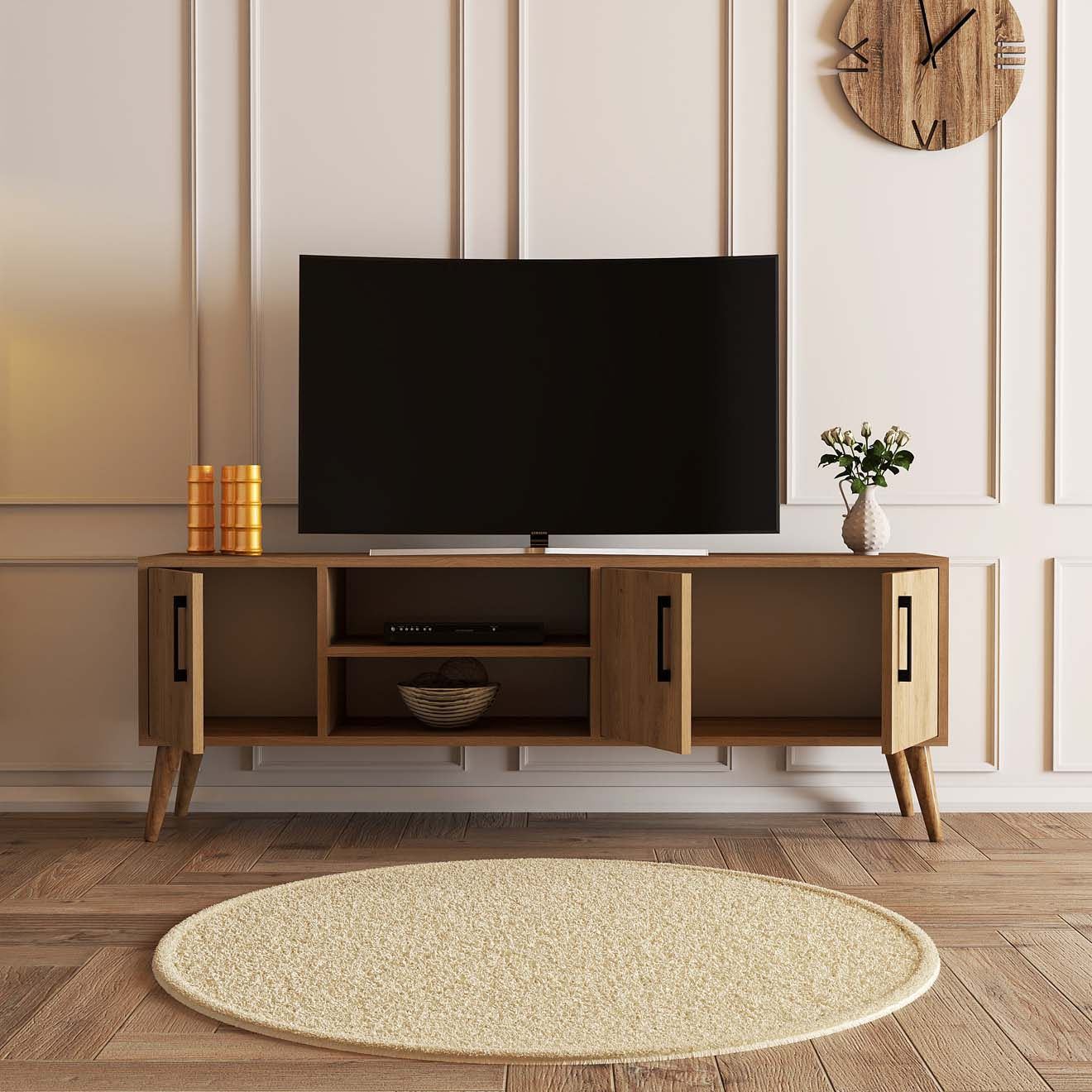 Comoda tv, Hanah Home, pal melaminat, stejar, 150x52x34 cm, 389MZA1170 — imaginea 4