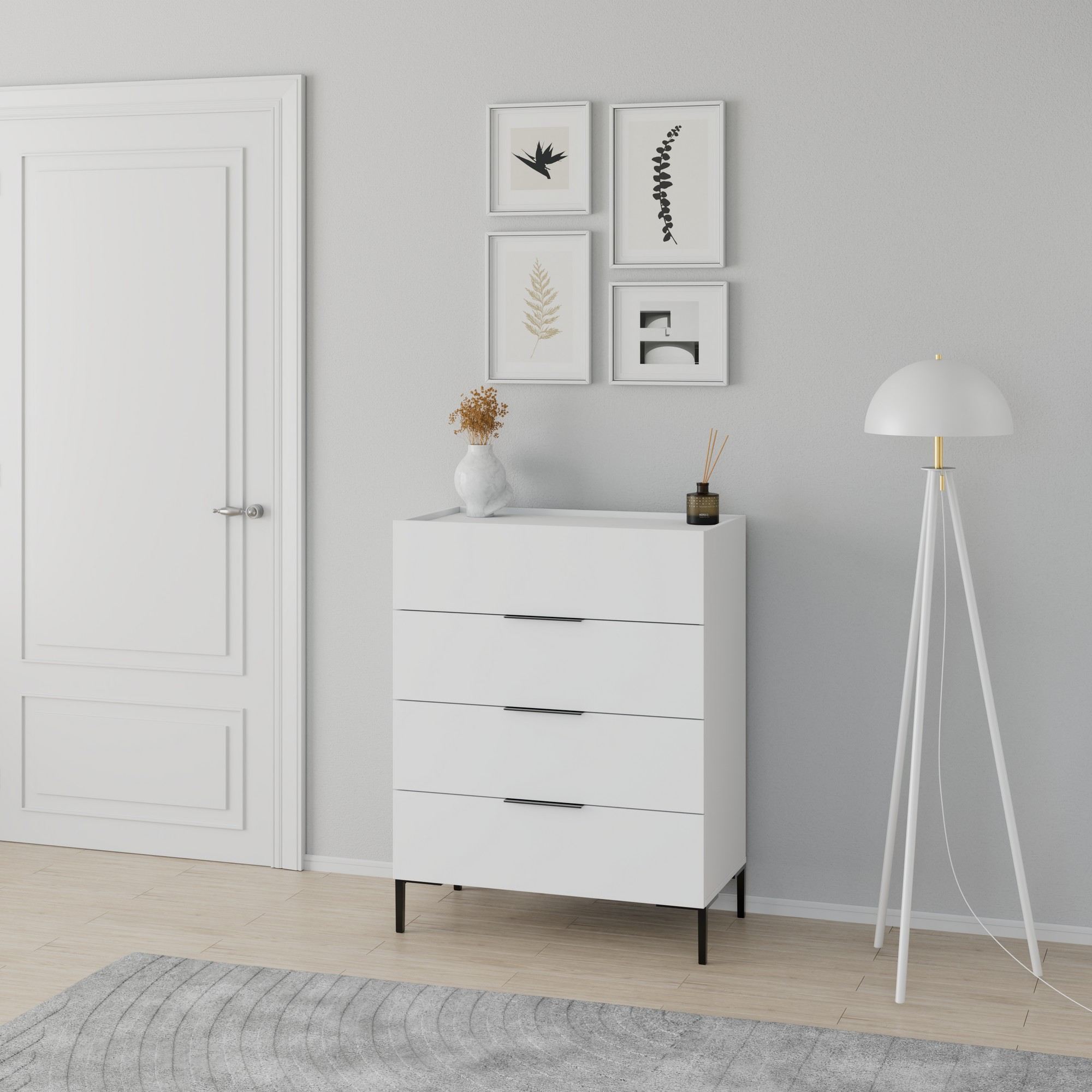 Comoda, Hanah Home, pal melaminat, alb, 80x44x104 cm — imaginea 4