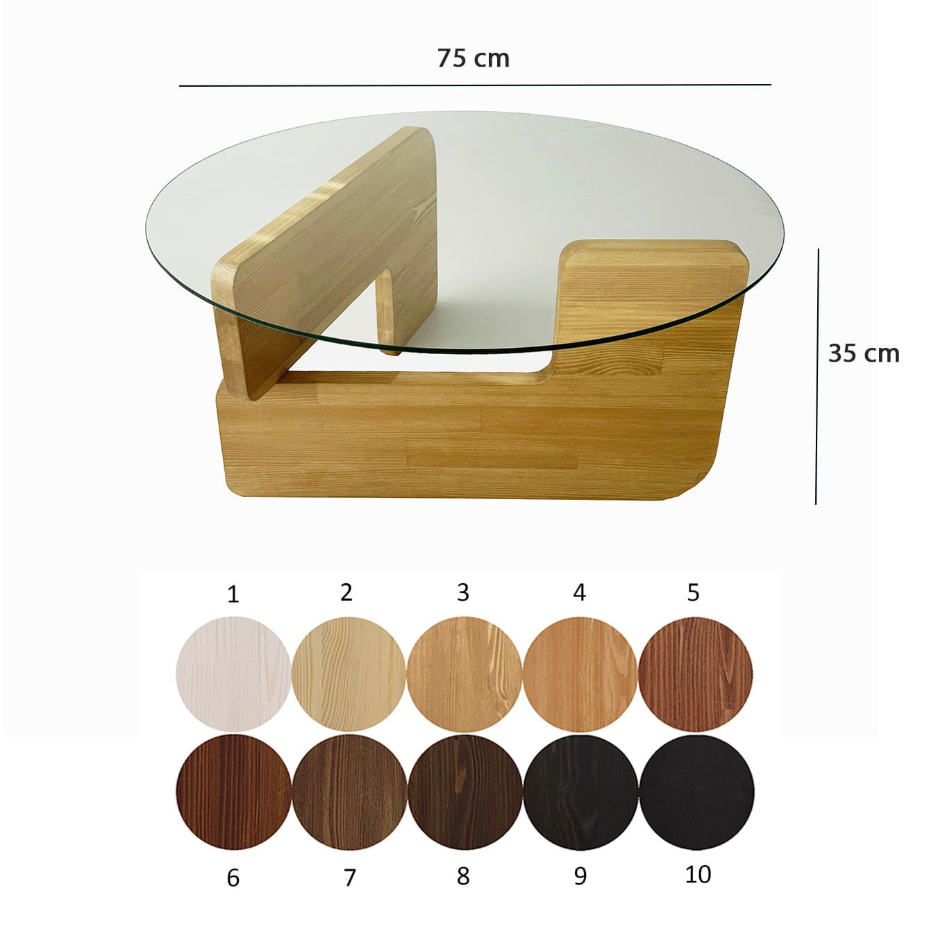 Masuta de cafea, Hanah Home, sticla securizata si lemn masiv, stejar si transparent, 75x35x75 cm — imaginea 9