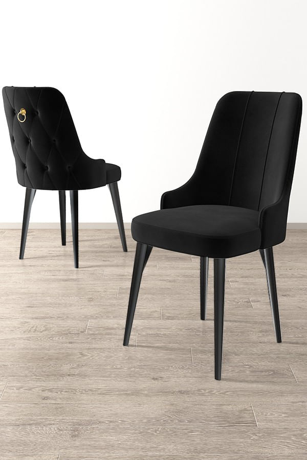 Set scaune, Hanah Home, metal, negru, 46x46x94 cm, 2 bucati — imaginea 2
