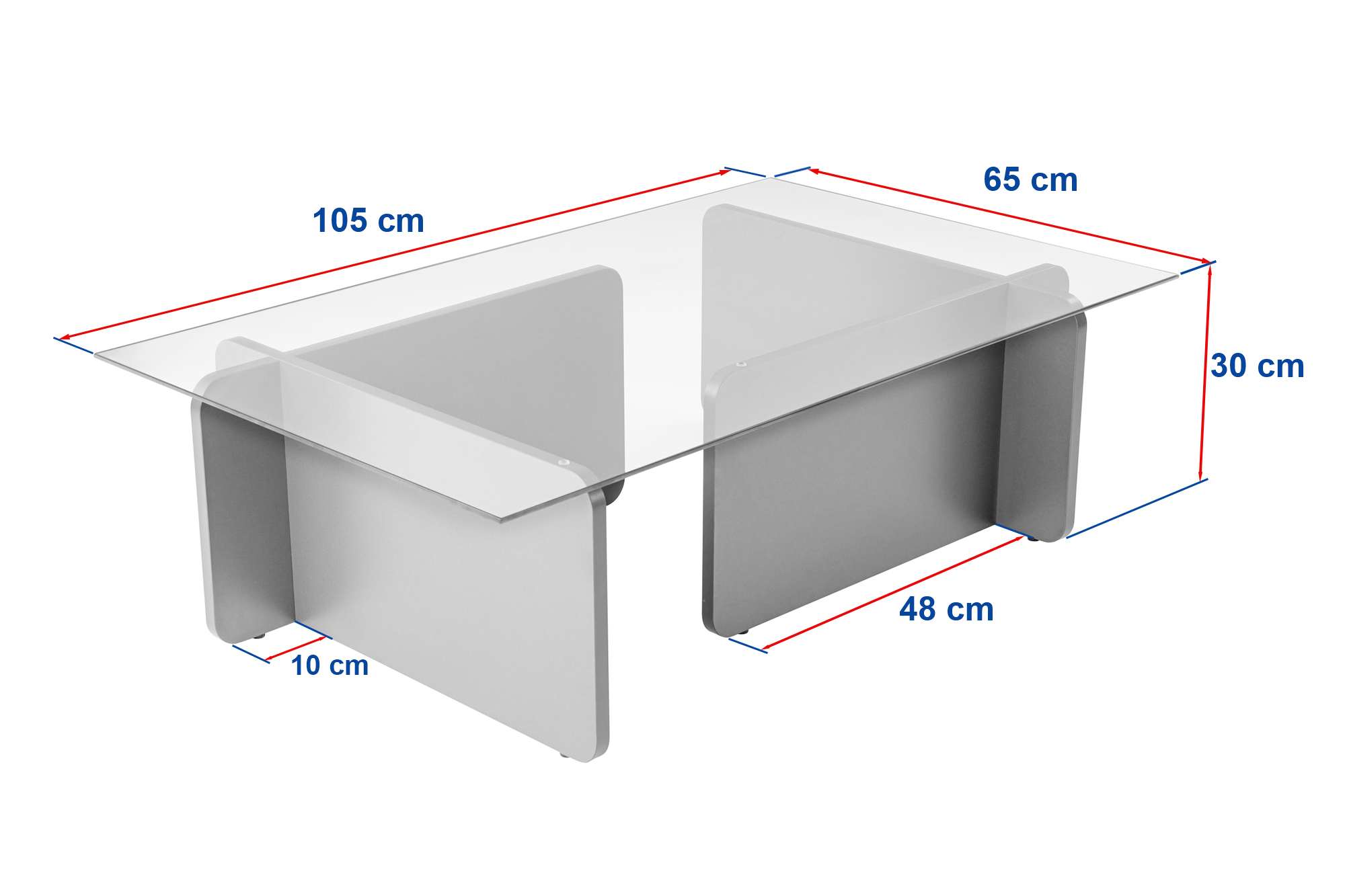 Masuta de cafea, Hanah Home, lemn cu sticla, alb lemn, 105x65x30 cm — imaginea 7