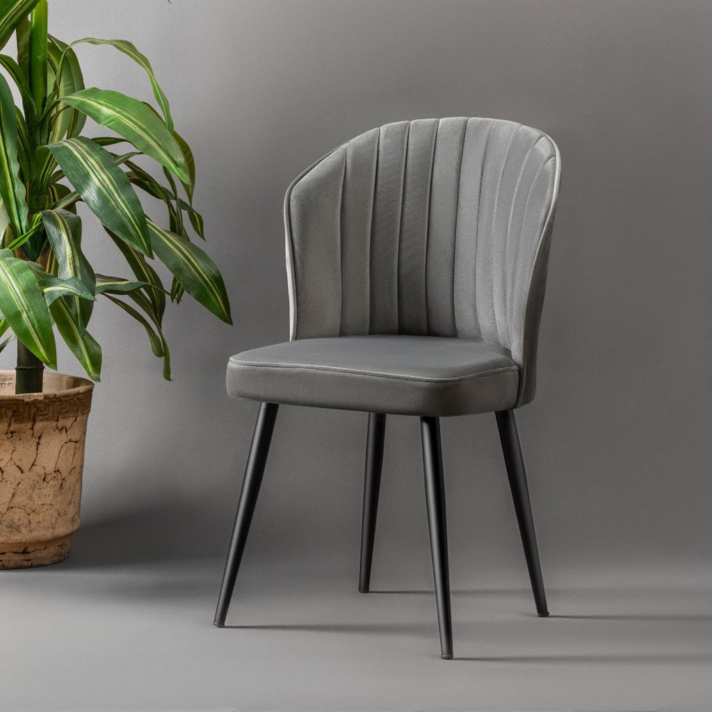 Set scaune, Hanah Home, mdf si metal, gri si negru, 52x42x85 cm, 4 piese — imaginea 2