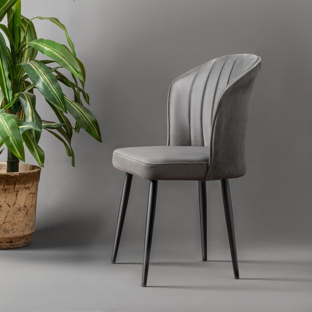 Set scaune, Hanah Home, mdf si metal, gri si negru, 52x42x85 cm, 4 piese — imaginea 3