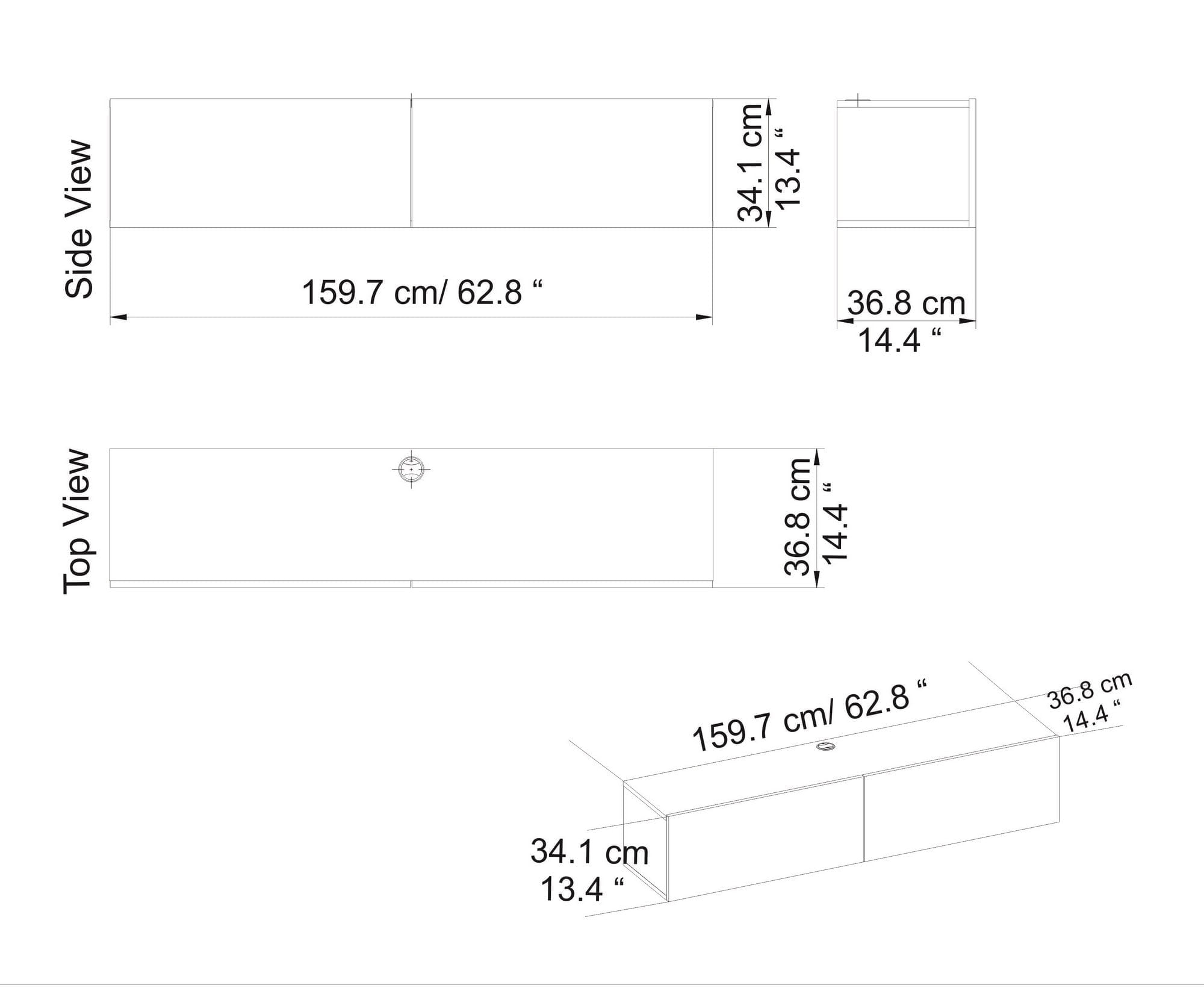 Comoda tv, Hanah Home, pal melaminat, alb, 159.7x36.8x34.1 cm — imaginea 4