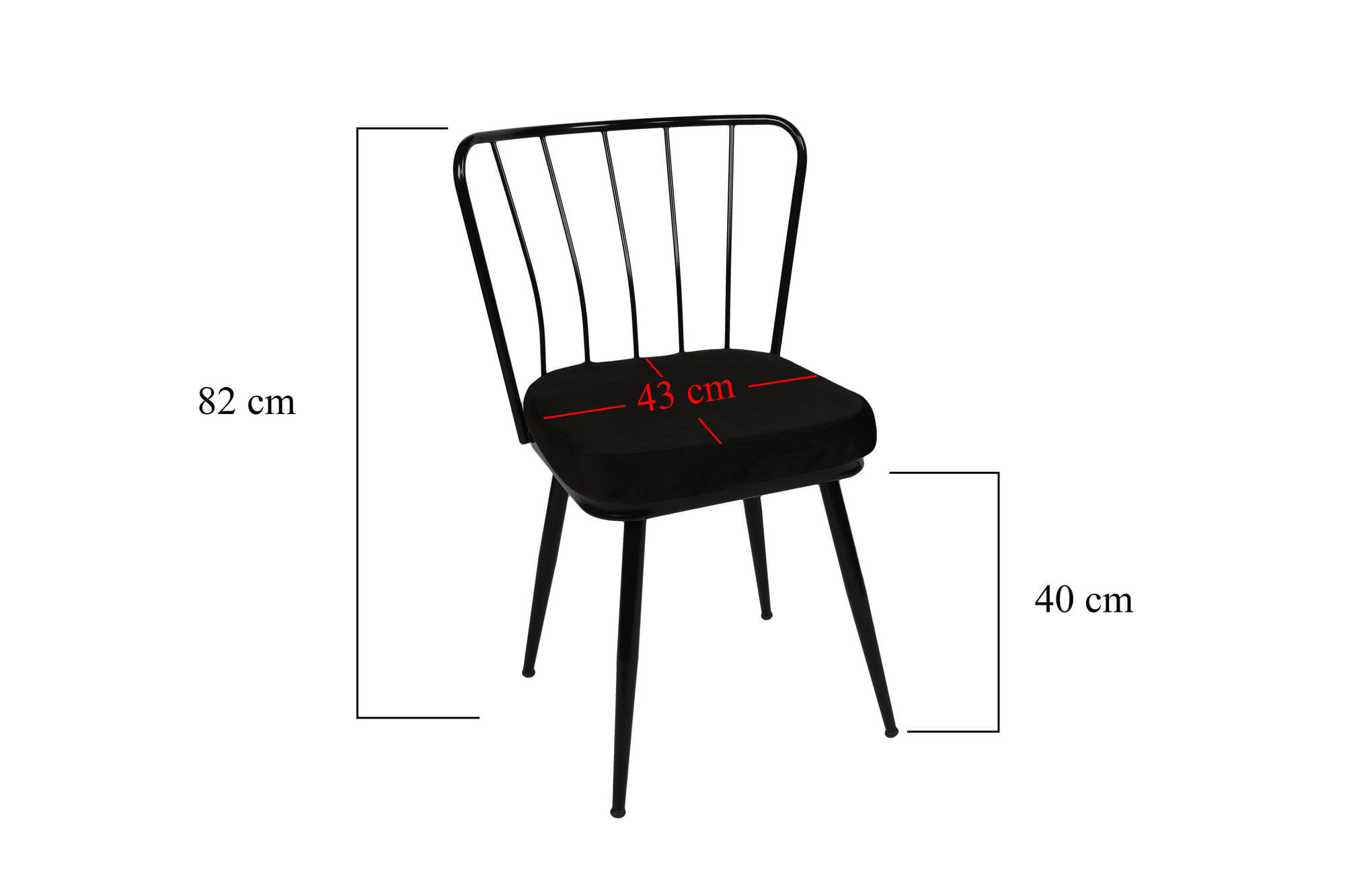 Set scaune, Hanah Home, metal, catifea, negru, 43x42x82 cm, 974NMB1210 — imaginea 2
