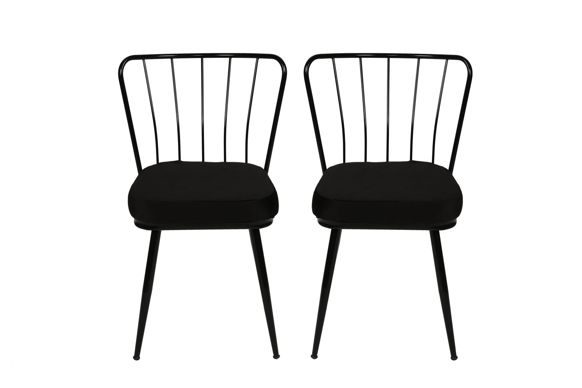 Set scaune, Hanah Home, metal, catifea, negru, 43x42x82 cm, 974NMB1210 — imaginea 3