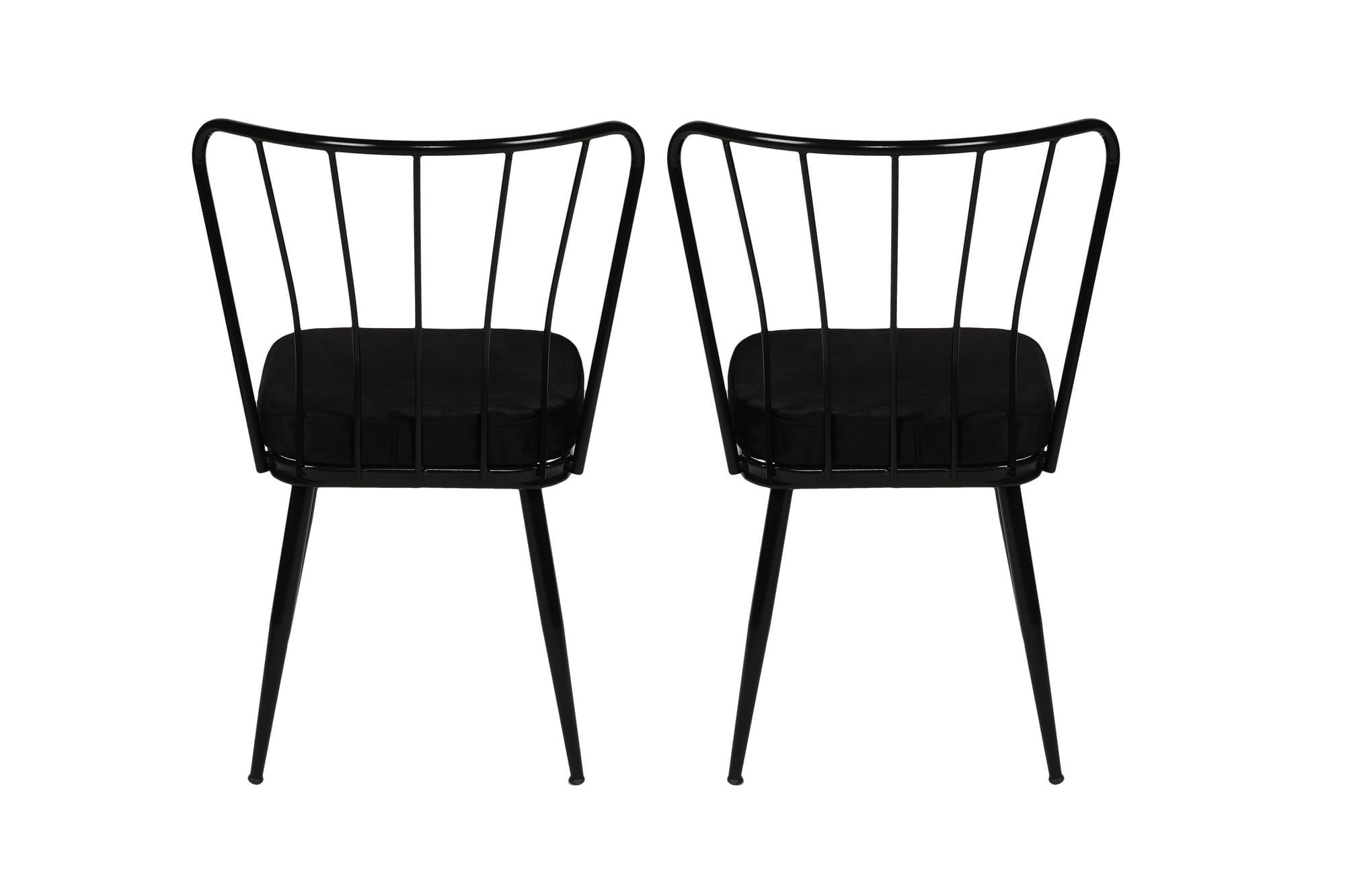 Set scaune, Hanah Home, metal, catifea, negru, 43x42x82 cm, 974NMB1210 — imaginea 4