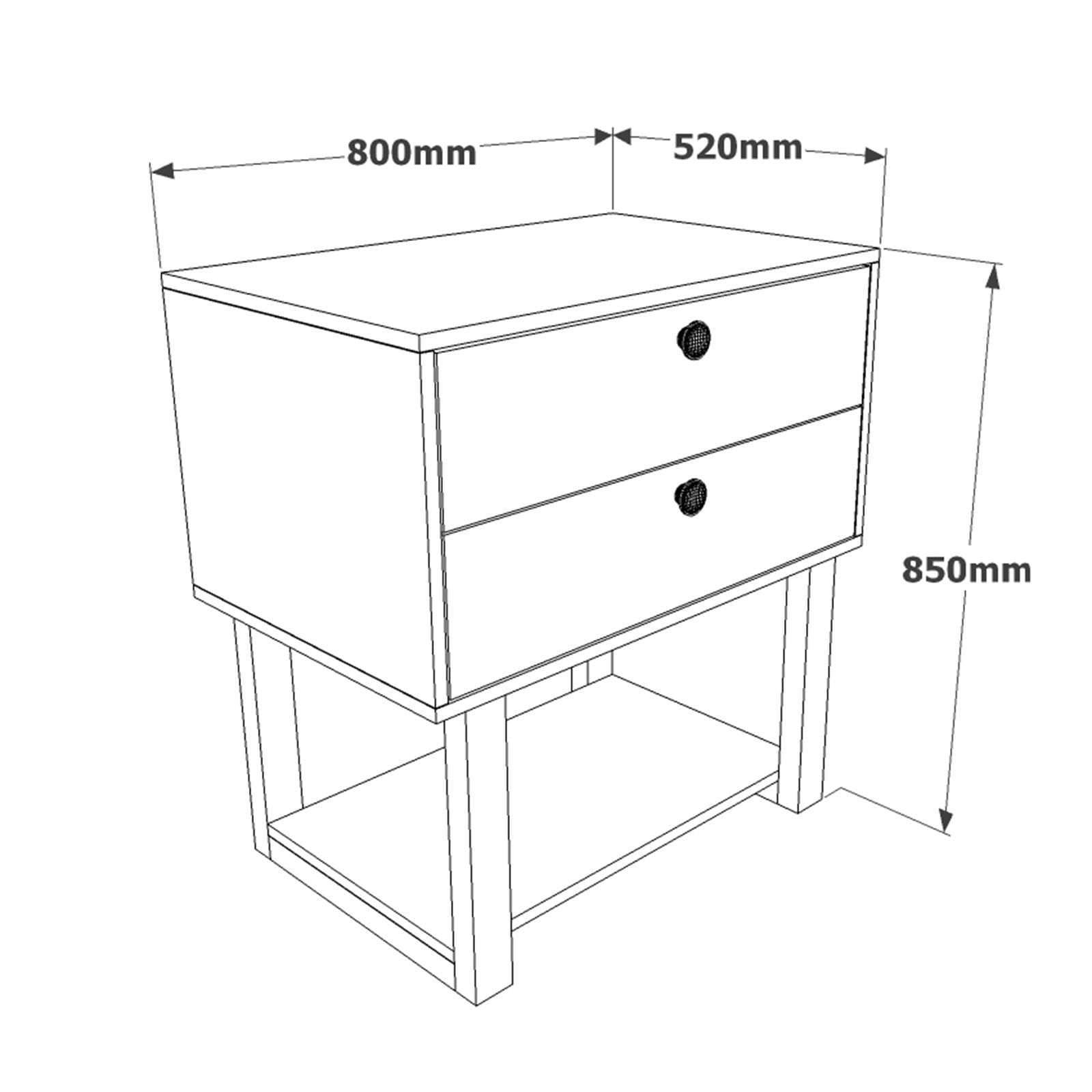 Noptiera, Hanah Home, pal melaminat, nuc si antracit, 80x52x85 cm — imaginea 6